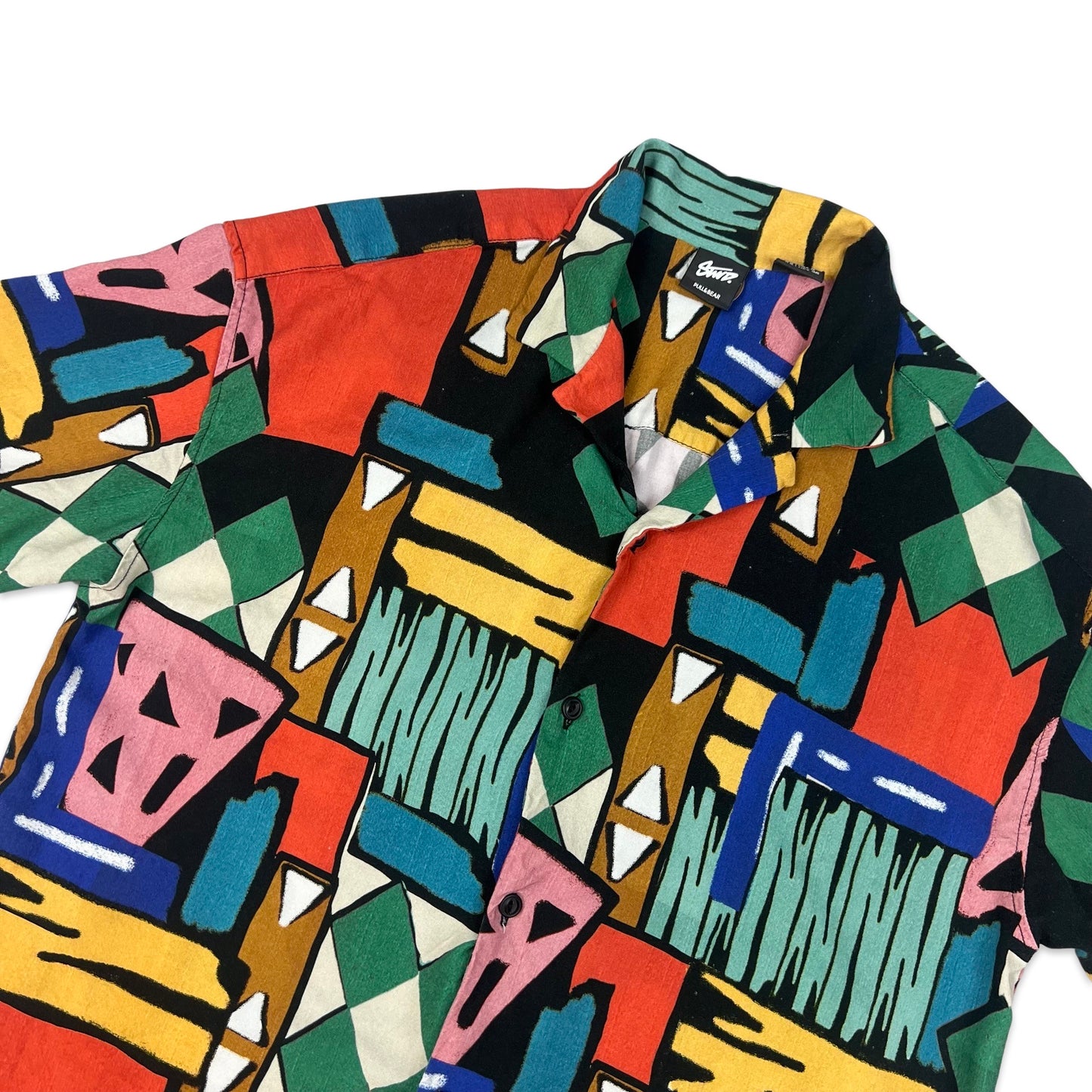 Pull & Bear Abstract Print Multicolour Short Sleeve Shirt S M