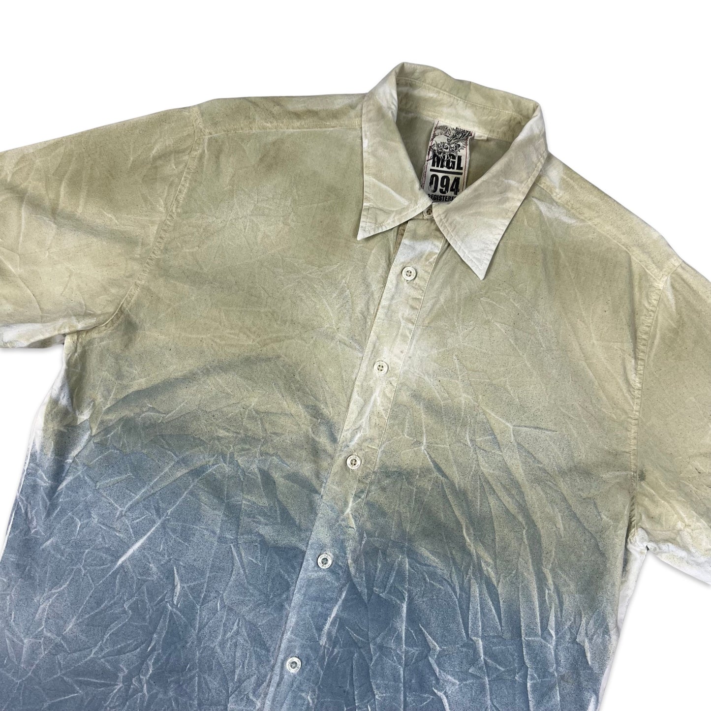 Vintage Y2K Blue and Green Gradient Print Shirt S M