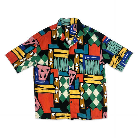 Pull & Bear Abstract Print Multicolour Short Sleeve Shirt S M