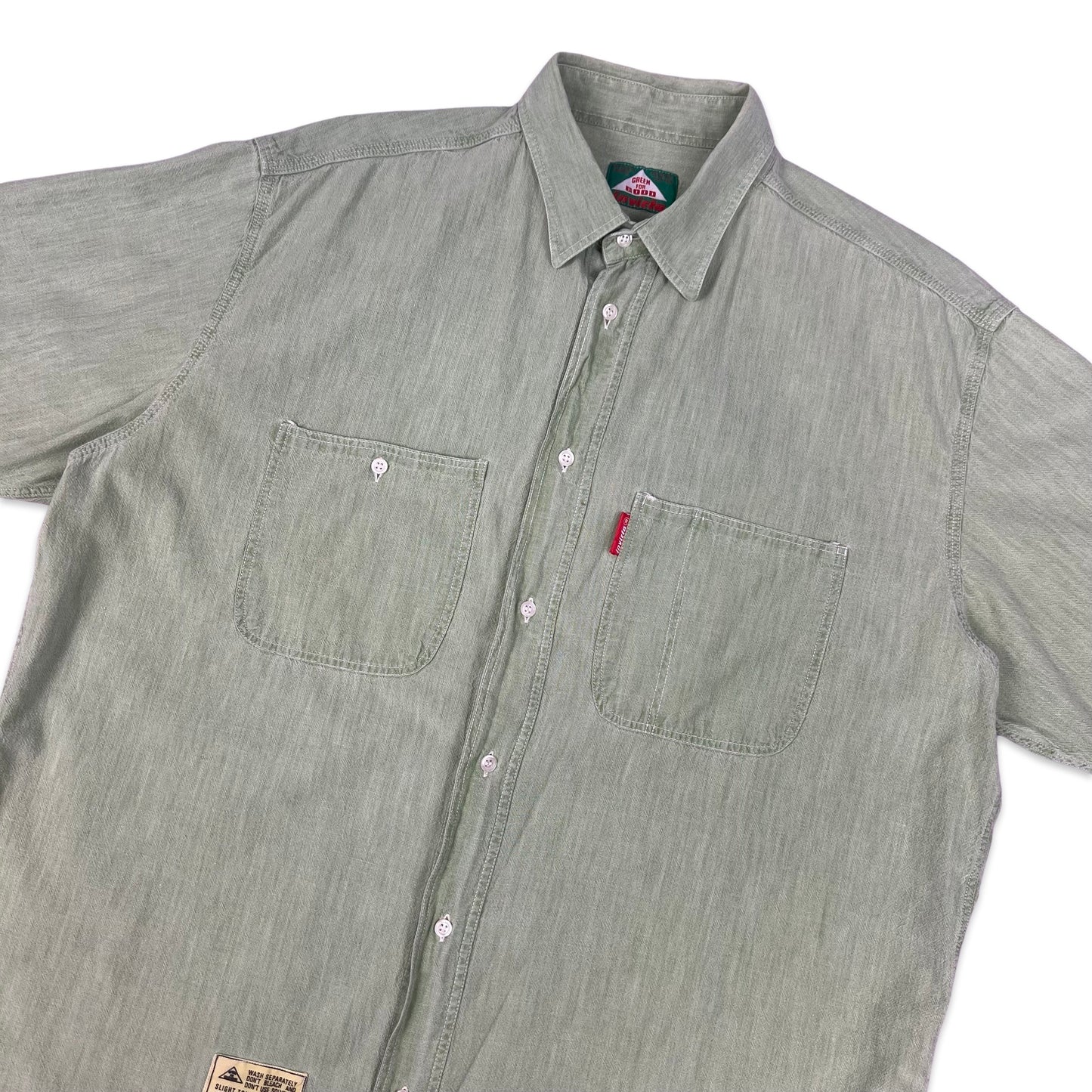 Vintage Y2K Light Green Short Sleeve Shirt L XL