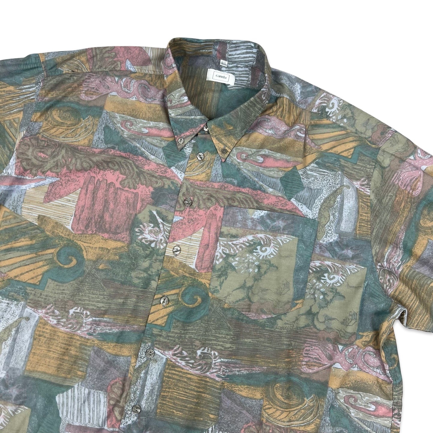 Vintage Canda Abstract Pastel Multicolour Print Shirt 3XL 4XL