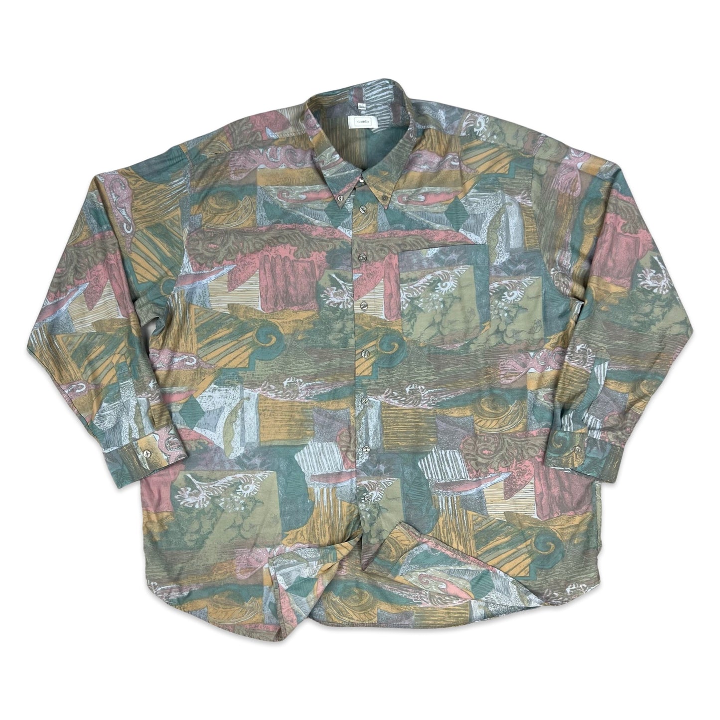 Vintage Canda Abstract Pastel Multicolour Print Shirt 3XL 4XL