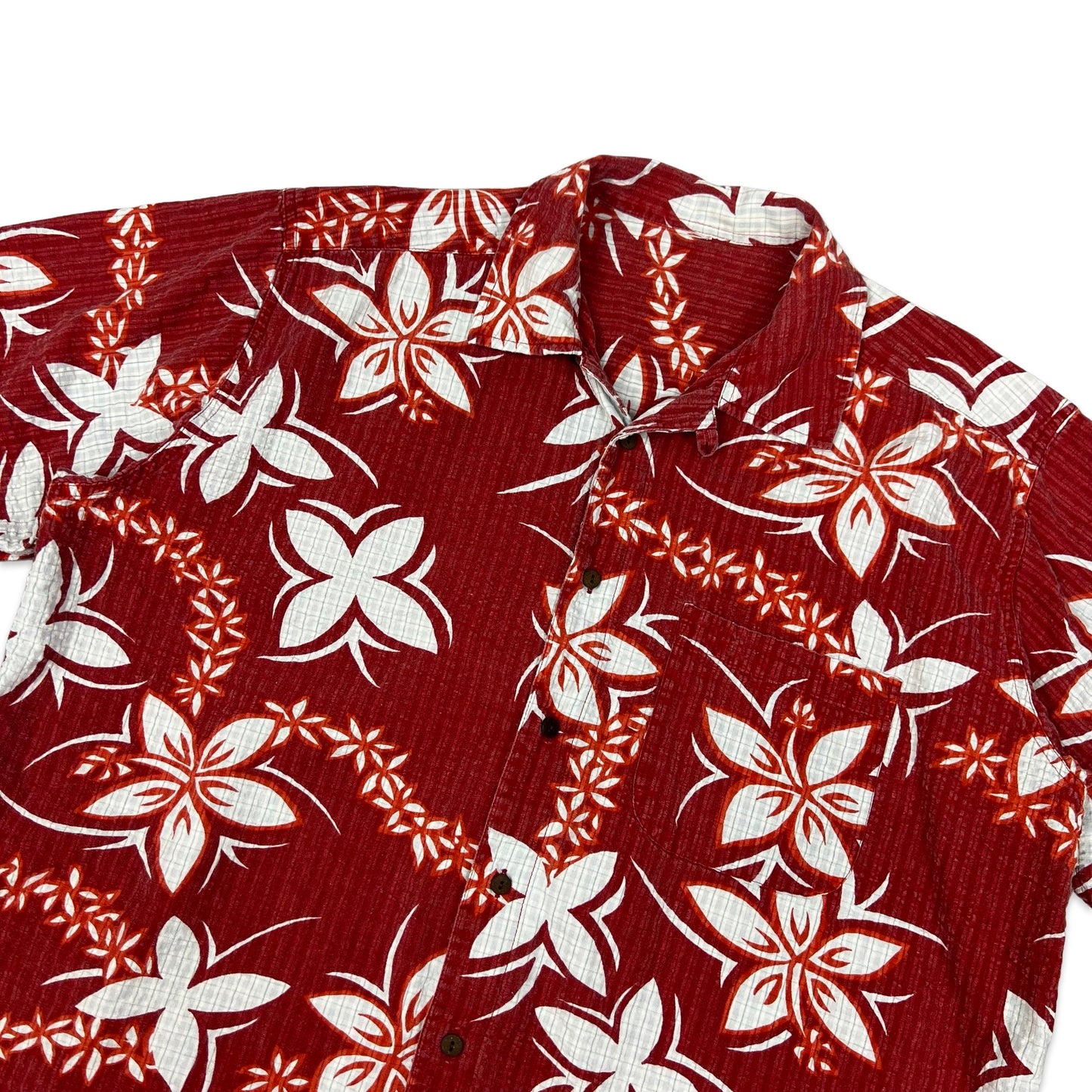 Vintage Red & White Floral Hawaiian Shirt XL XXL