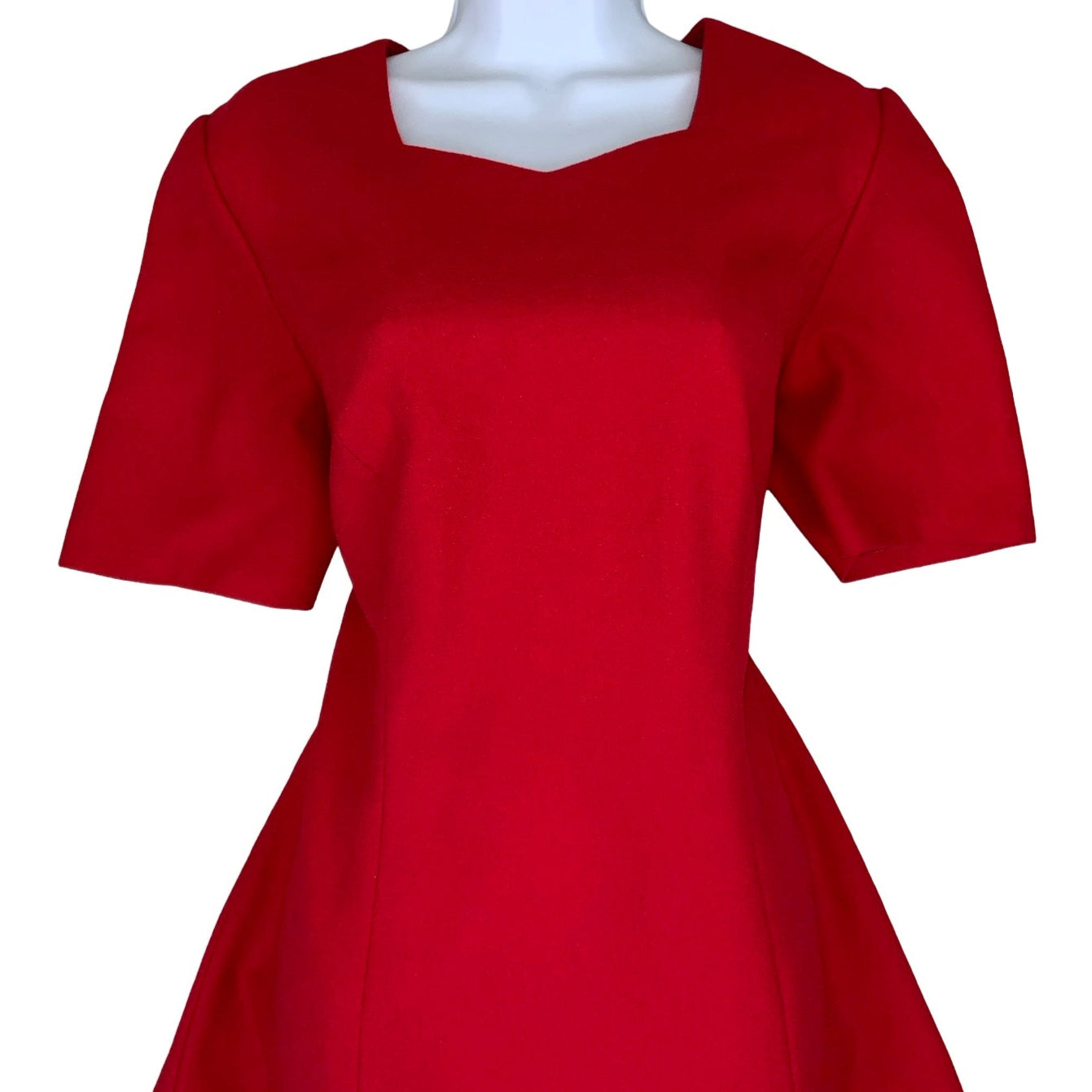 Vintage Red Short Sleeved Midi Dress 10 12 14