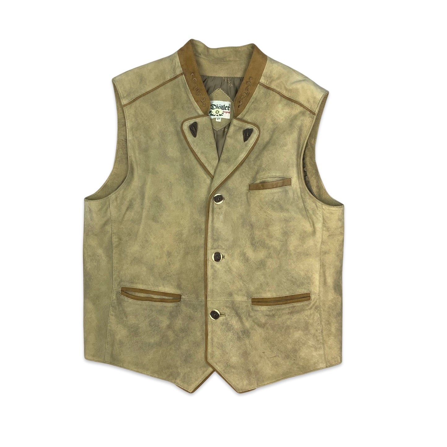 Vintage Beige & Brown Suede Waistcoat 14 16