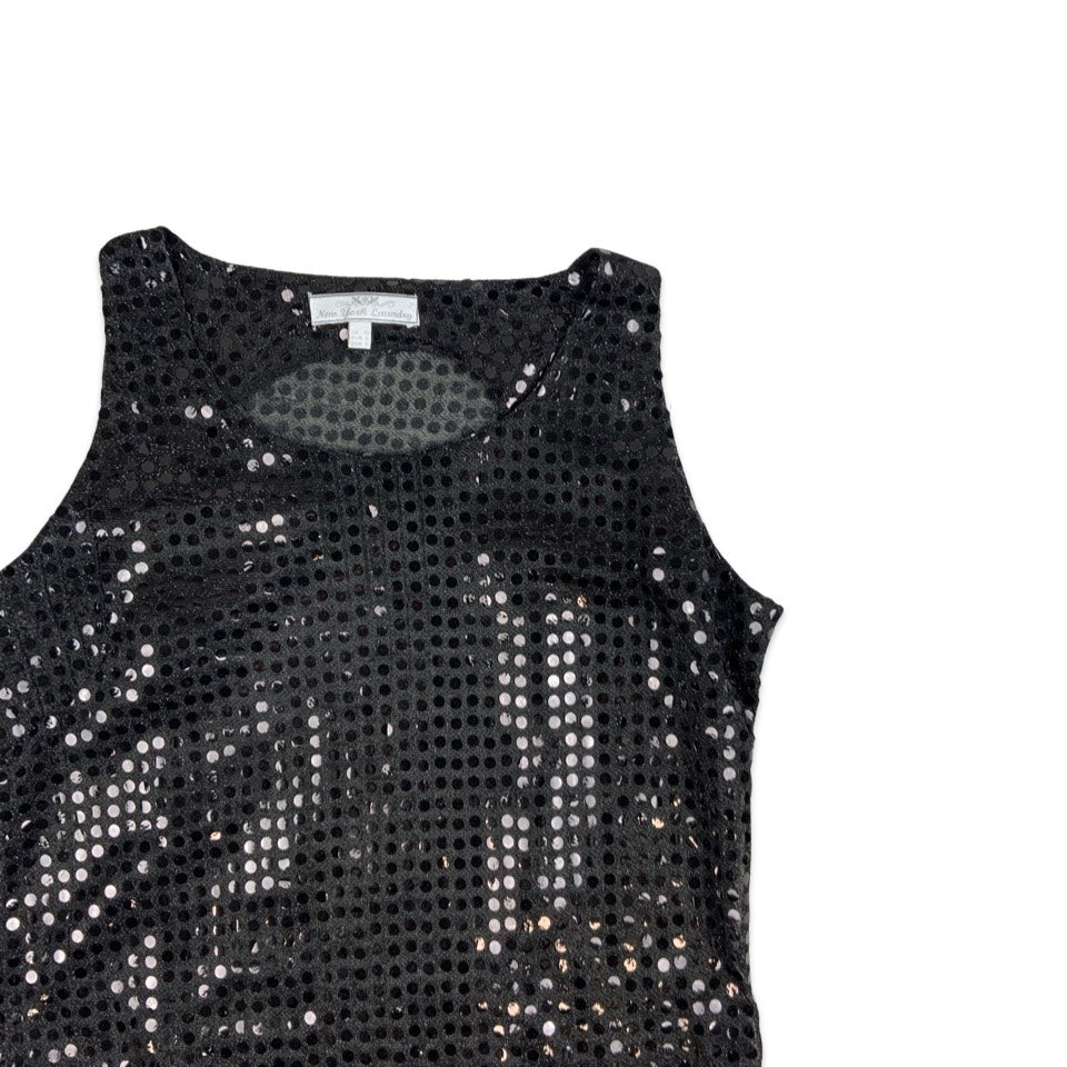 Vintage Black Sequin Sleeveless Minidress 8 10