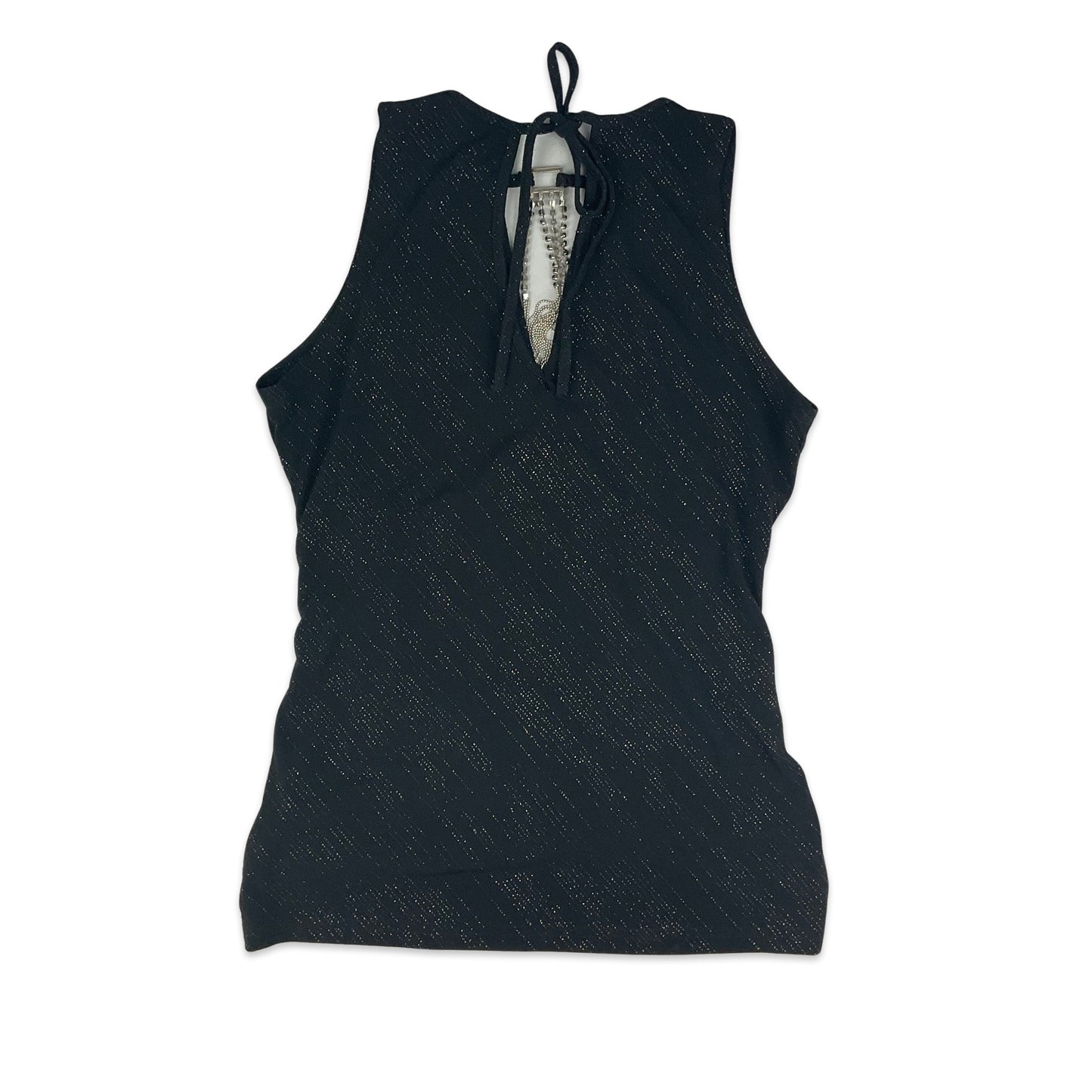 Y2K Black Sparkly Diamanté Chain Vest Top 6 8