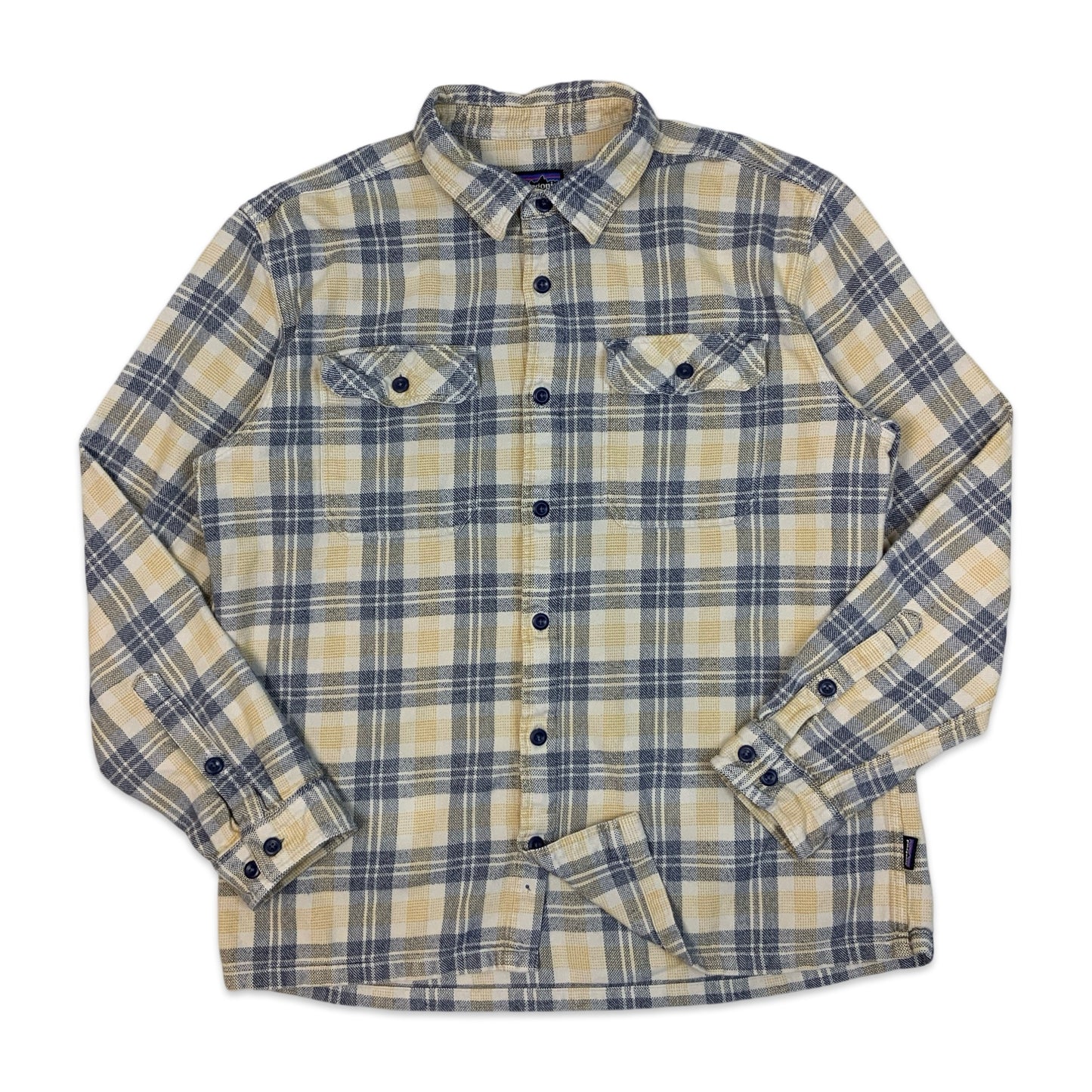 Patagonia Yellow & Blue Plaid Flannel Shirt L