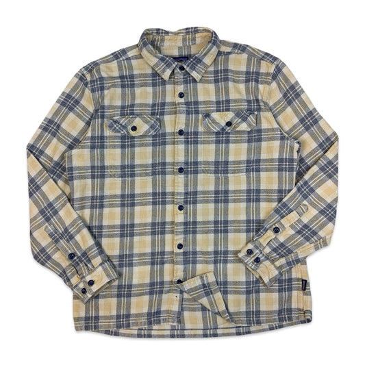 Patagonia Yellow & Blue Plaid Flannel Shirt L