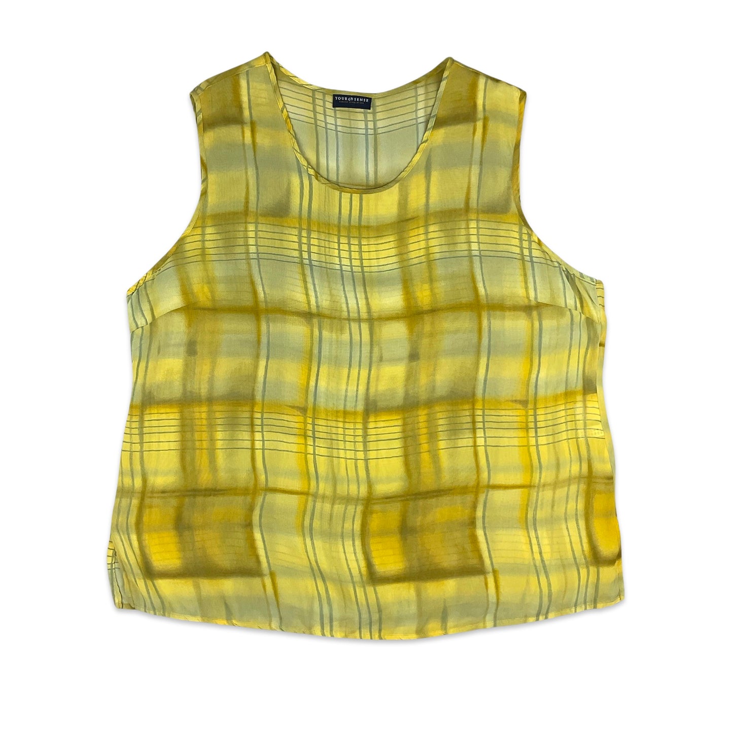 Vintage Yellow Sheer Plaid Vest Top