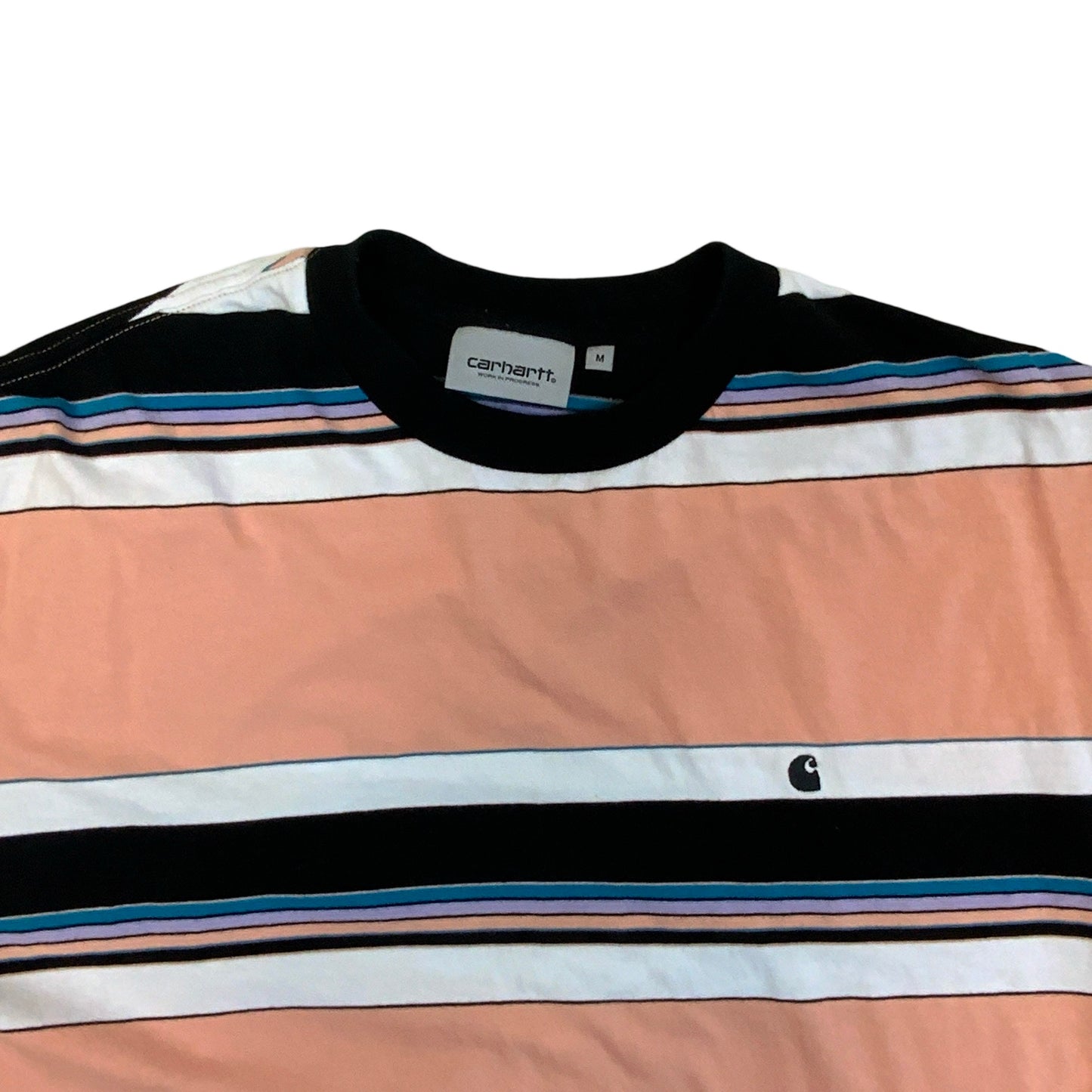 Carhartt Striped T-shirt Black White Pink Blue M