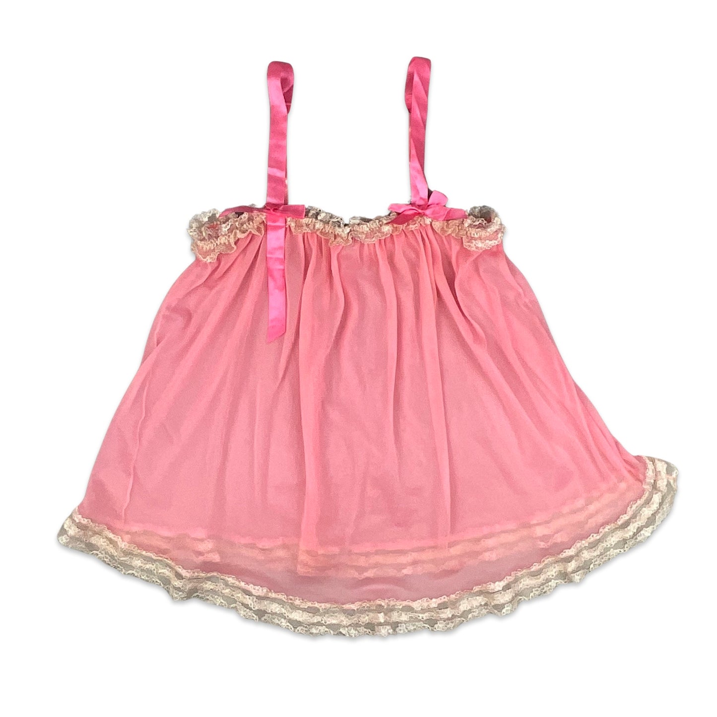 90s Y2K Pink Sheer Babydoll Top 6 8