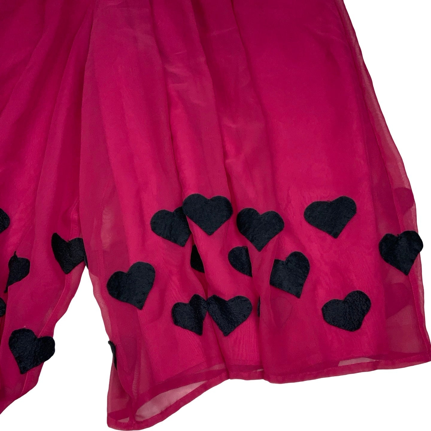 Vintage 80s 'New Fast' Pink Black Hearts Midi Culottes Shorts Skirt Skort 10 12