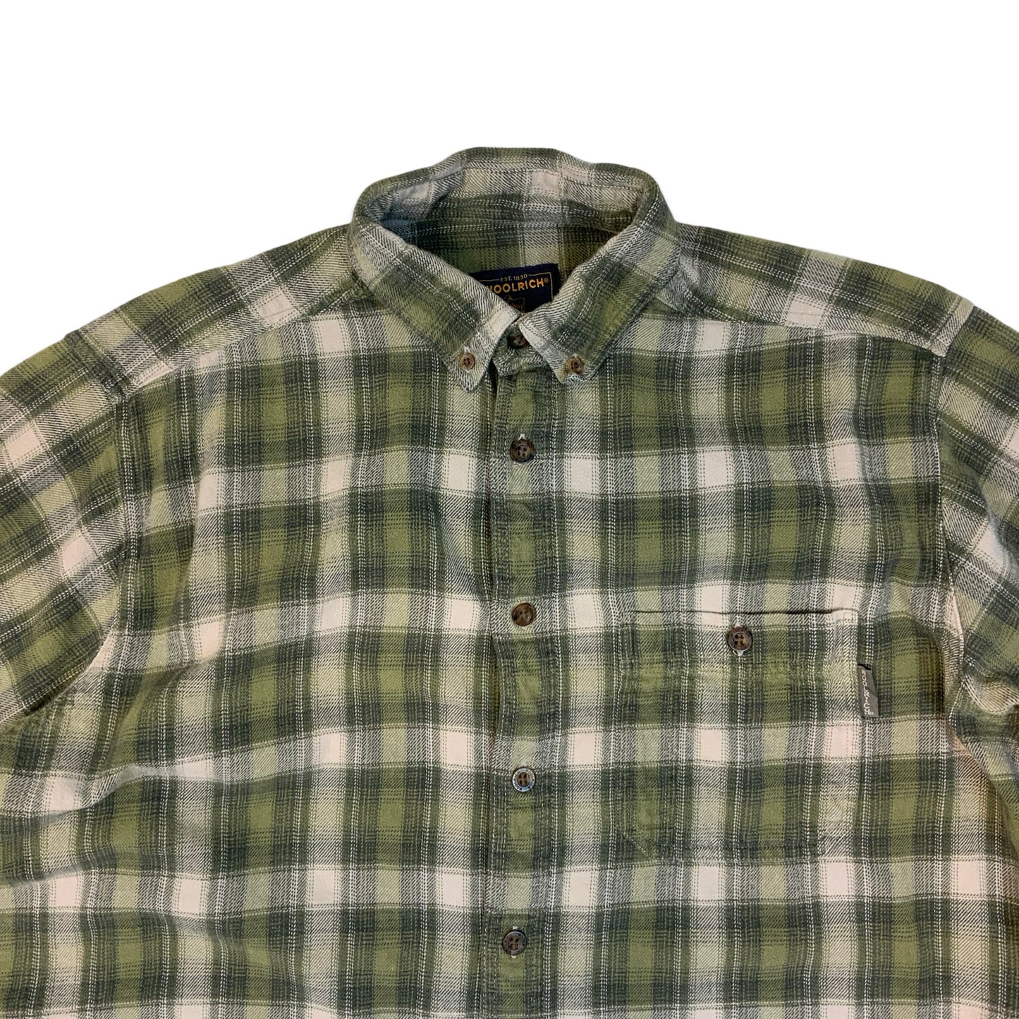 Woolrich Khaki Plaid Flannel Shirt L XL