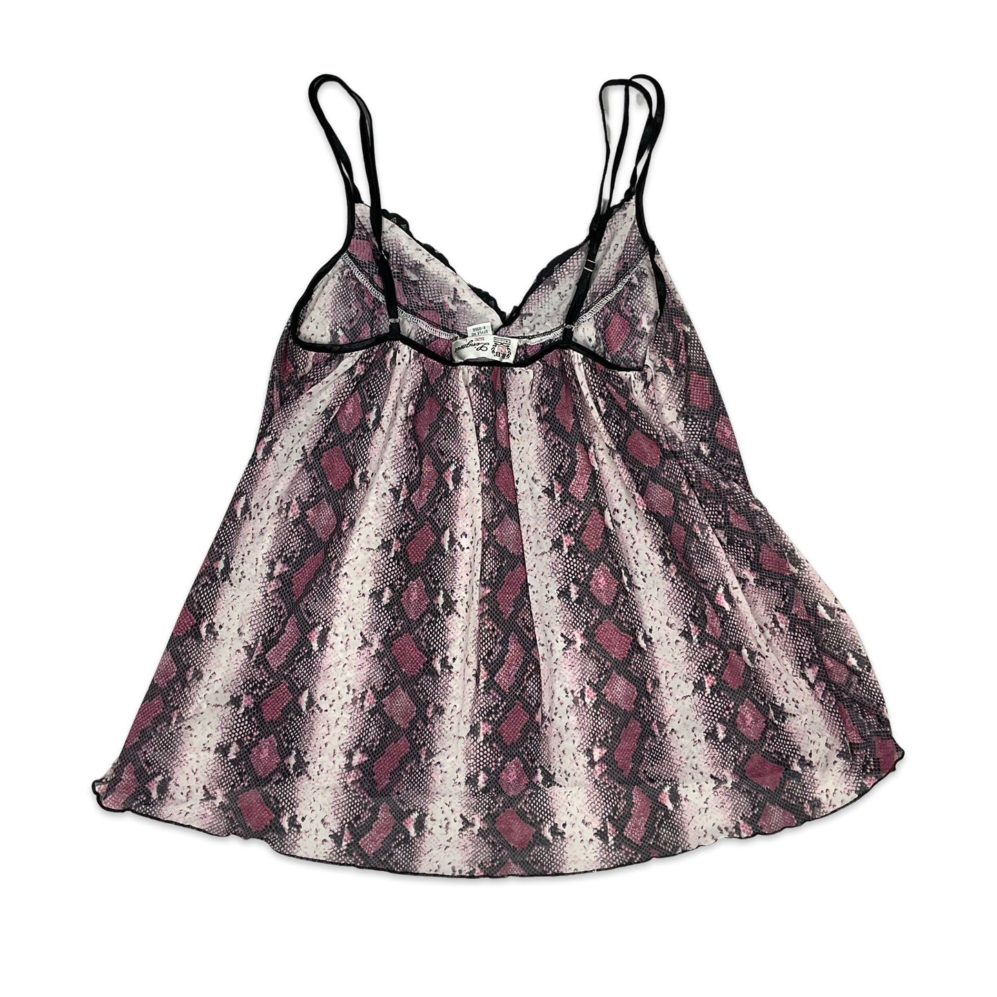 Y2K Pink & Black Snake Print Babydoll Top 8 10