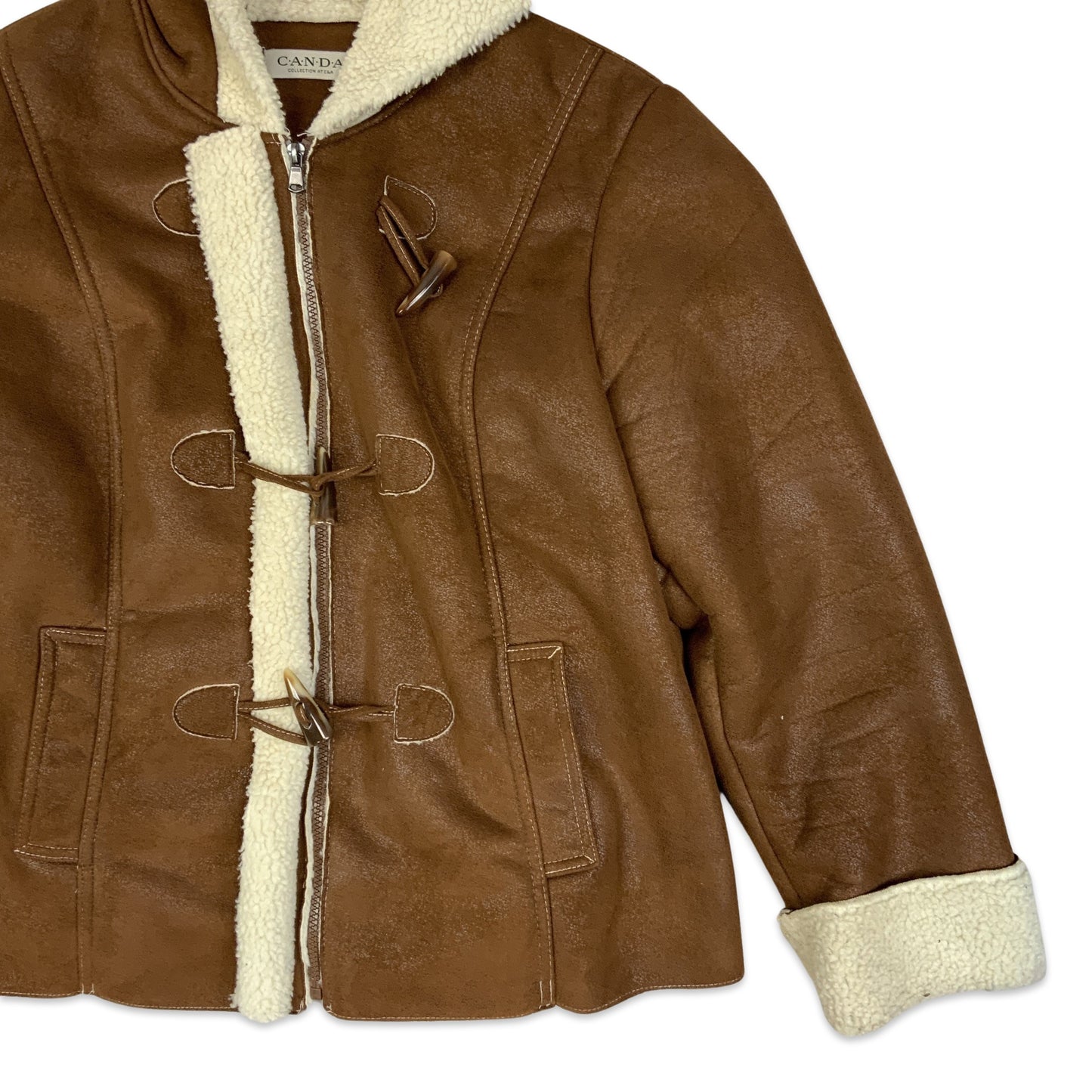 Preloved Canda Hooded Brown Shearling Coat 20 22
