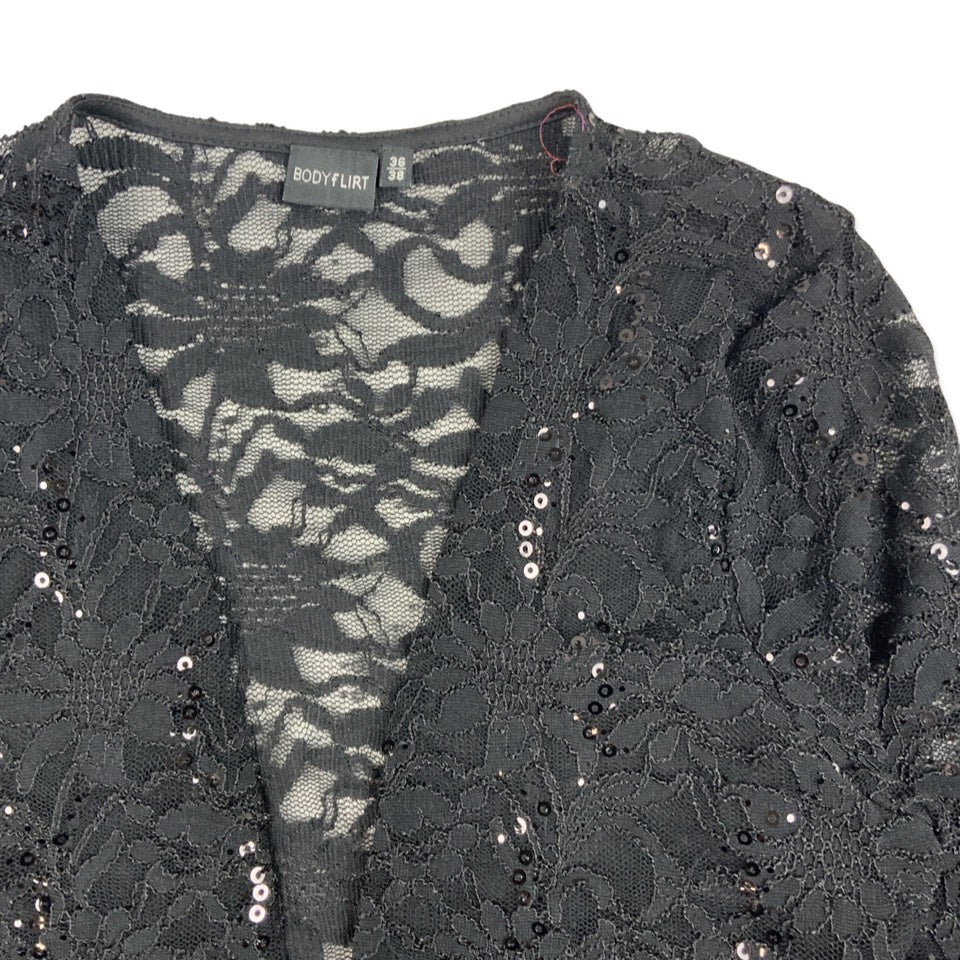 Vintage Black Sequinned Lace Bolero 4