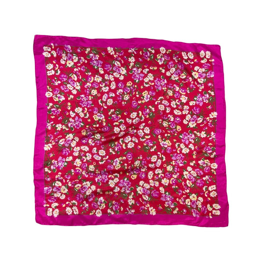 Vintage Bright Pink Floral Silk Scarf