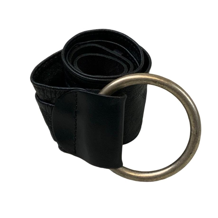 Black Hoop Black Faux Leather Belt