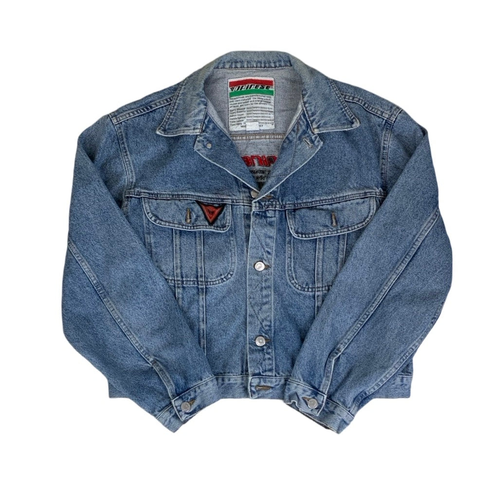 Vintage 90s Embroidered 'Dainese' Denim Biker Jacket L