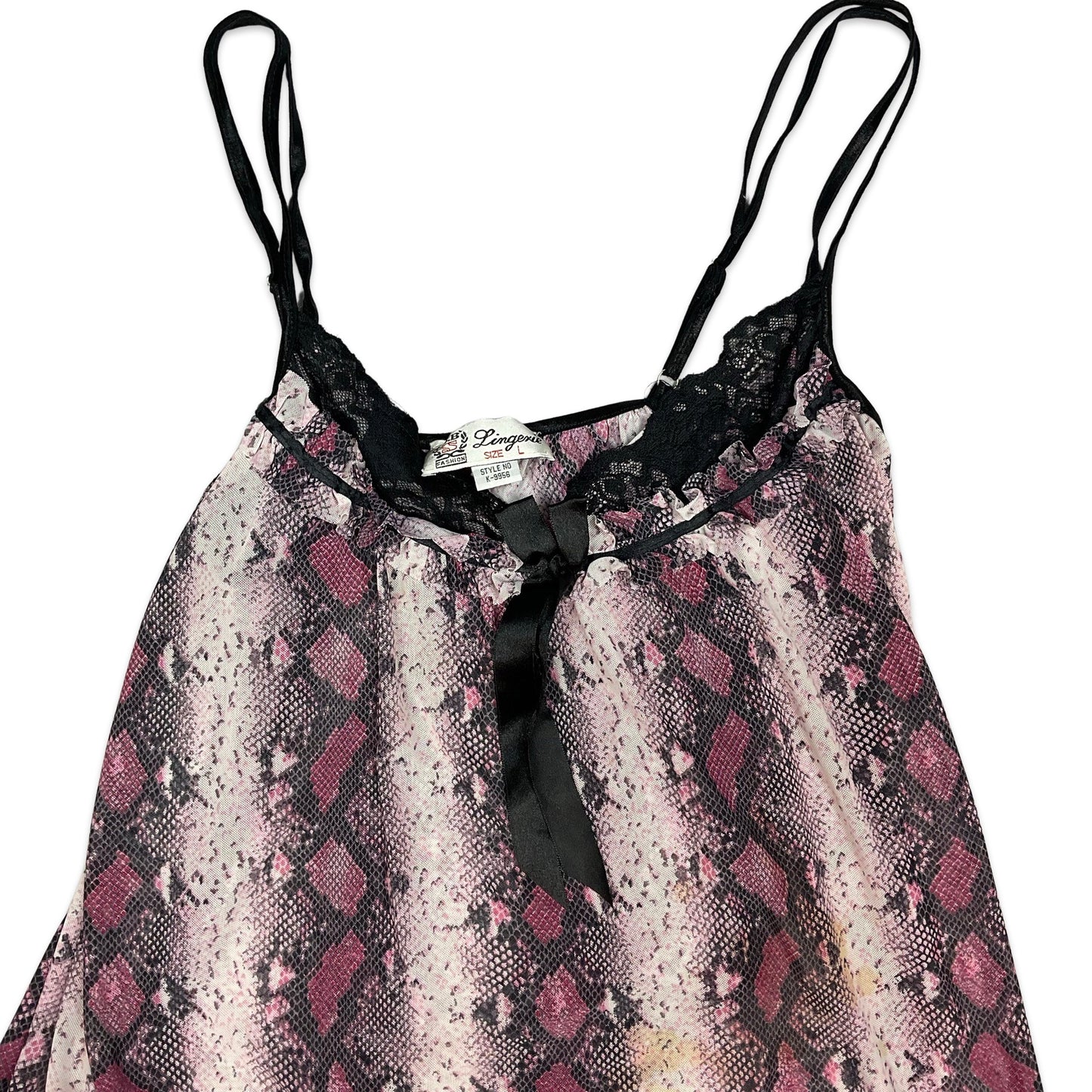 Y2K Pink & Black Snake Print Babydoll Top 8 10