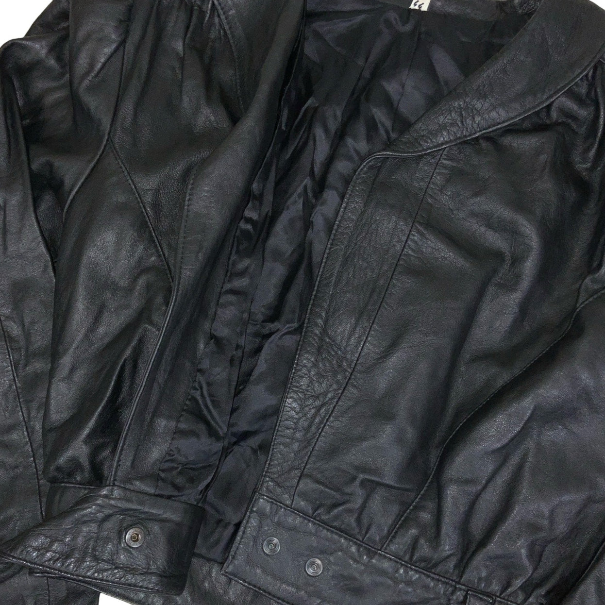 Vintage 90s Black Crop Tie-Up Biker Punk Leather Jacket 12 14 S