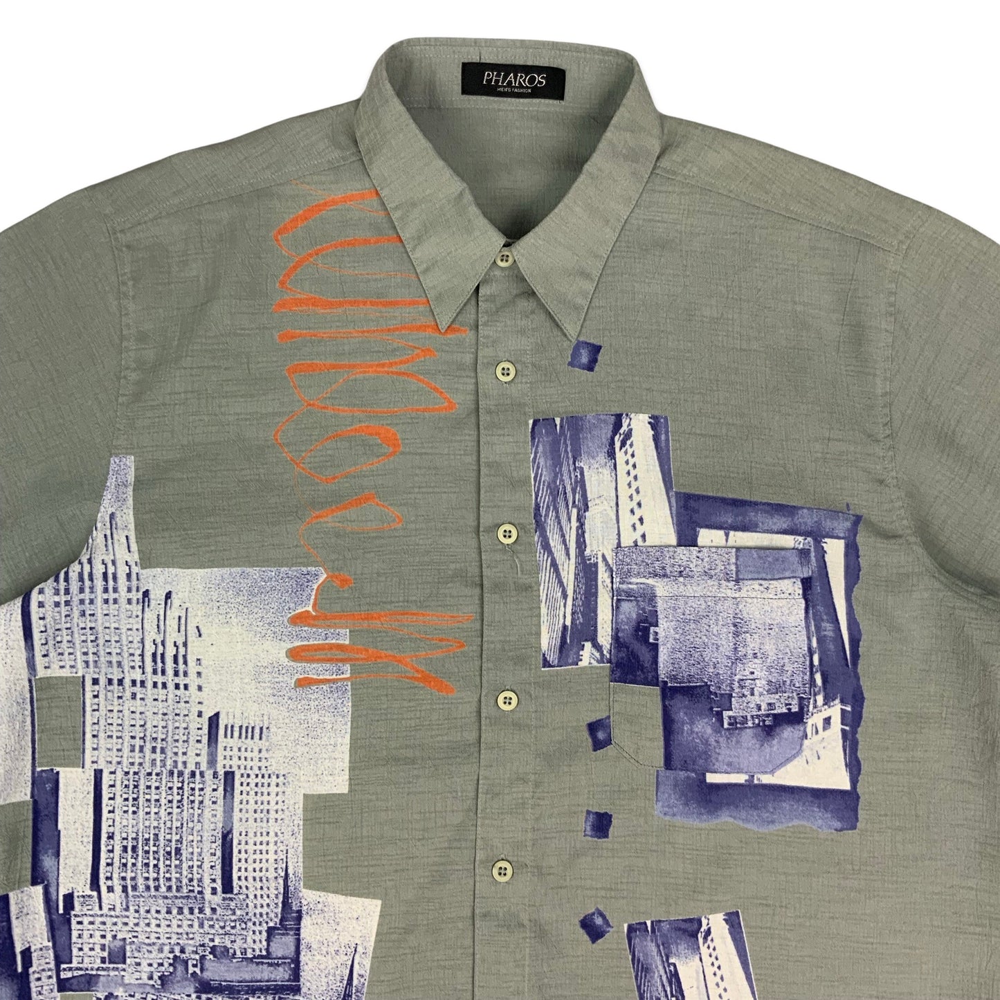 Y2K Grey Purple & Orange Abstract Print Shirt S M L