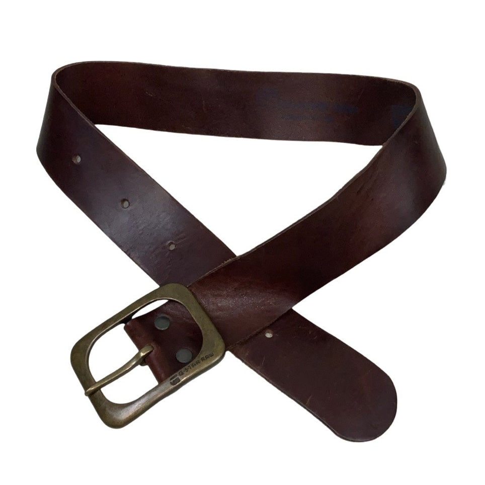 Vintage ‘G-Star Raw’ Brown Genuine (BLT-01) Leather Gold Buckle Belt