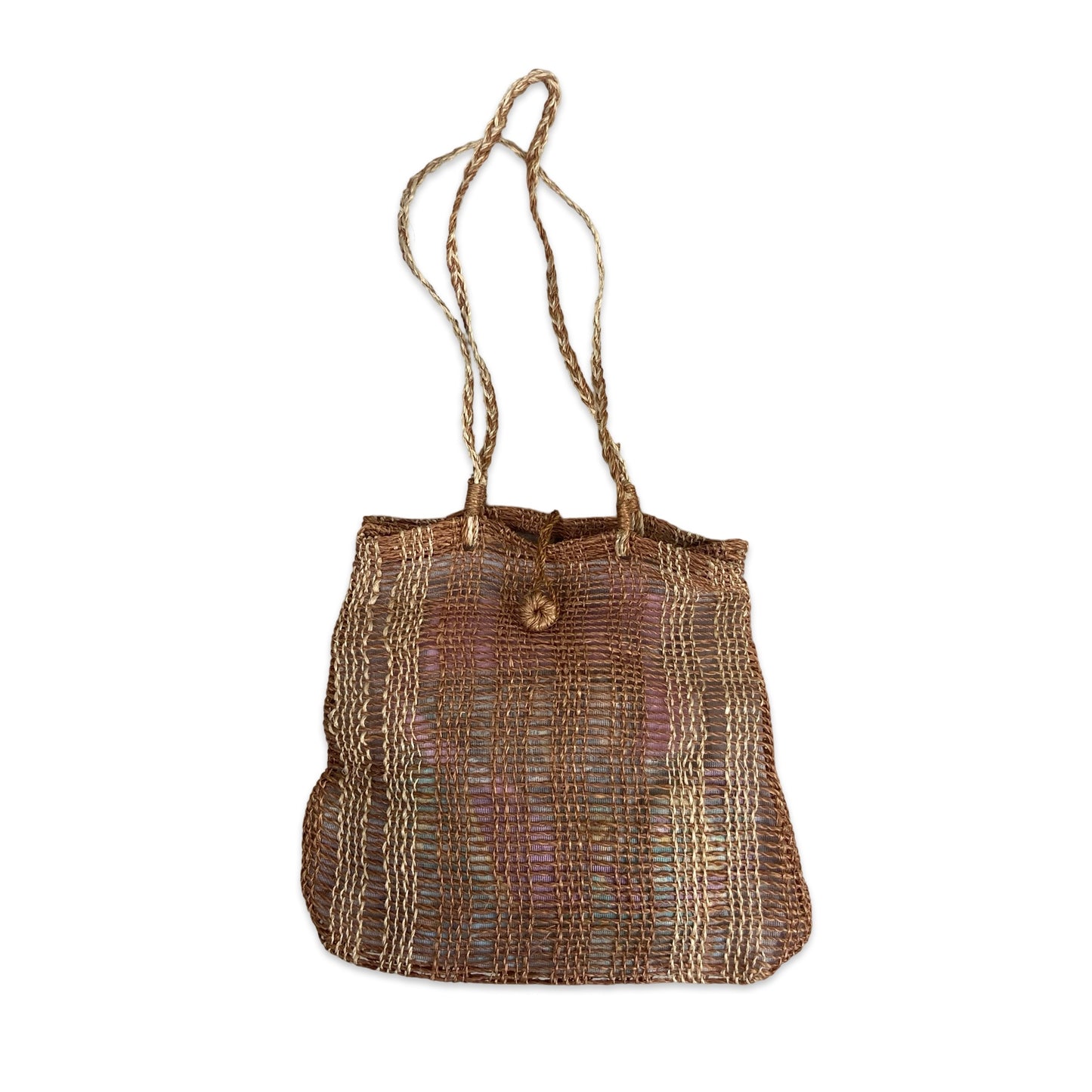 Vintage Brown & Beige Woven Shoulder Handbag