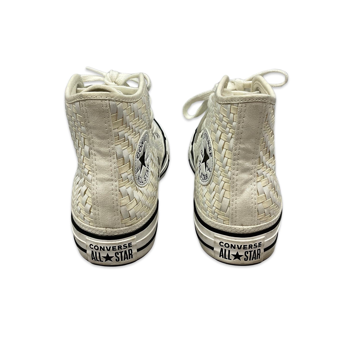 White & Beige Woven High Top Converse UK 4.5