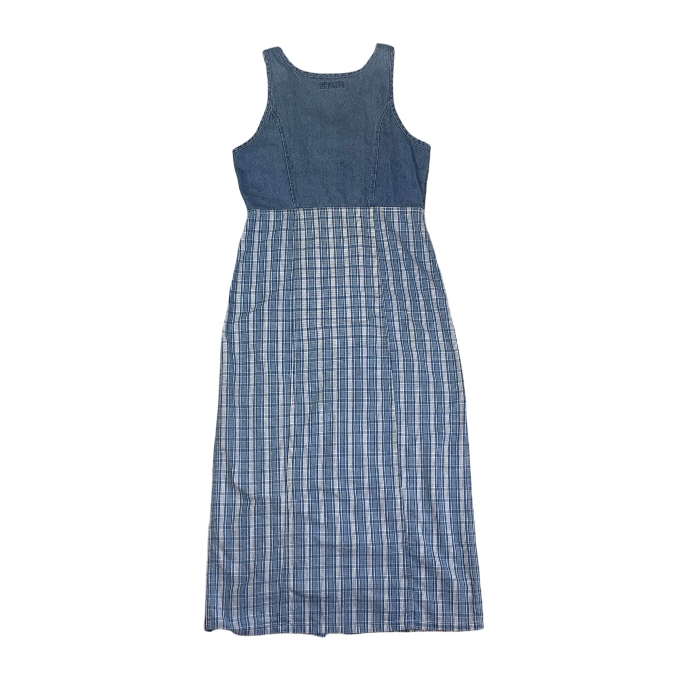 Vintage 90s ‘Broadway Industries’ Dungaree Tartan Midi Dress 8 10 XS S