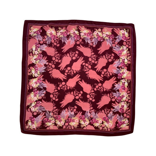 Vintage 70s Burgundy and Pink Floral Scarf