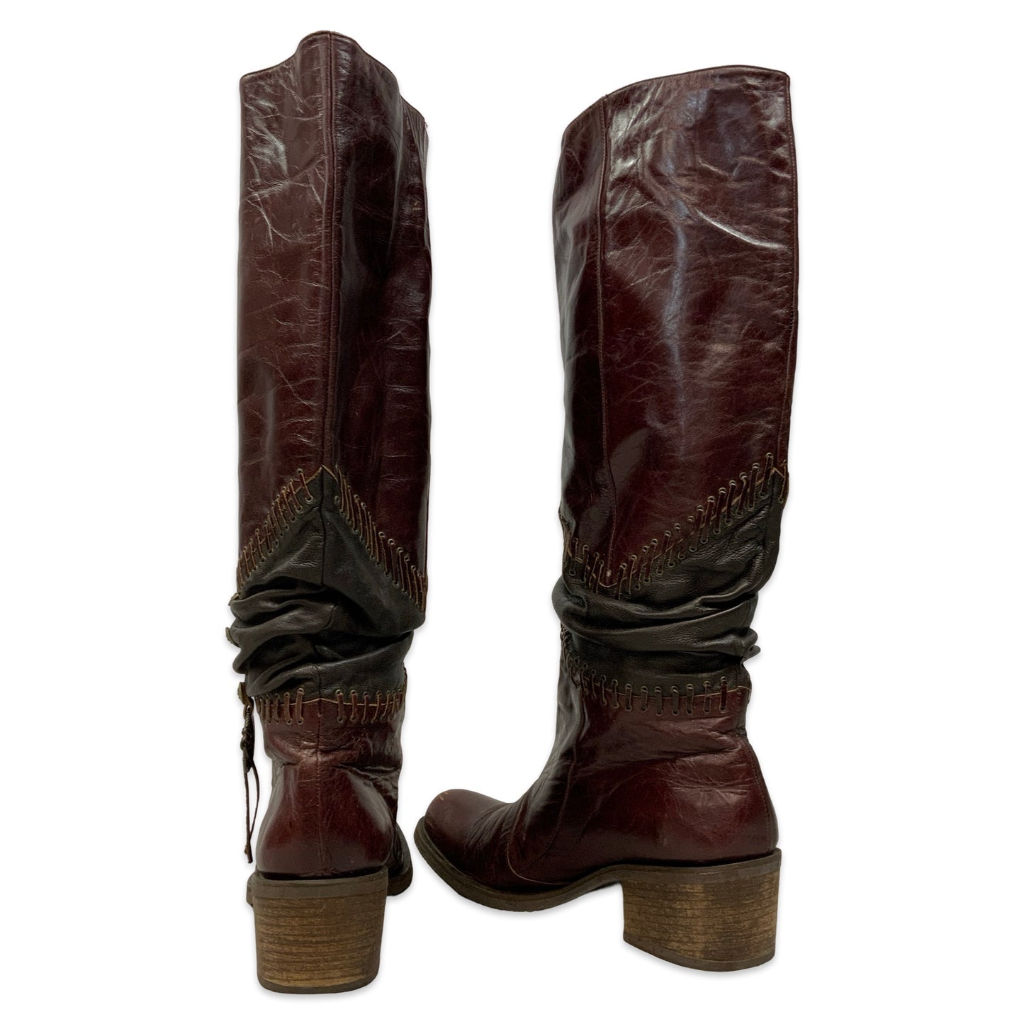 Vintage Burgundy Knee High Boots UK 6