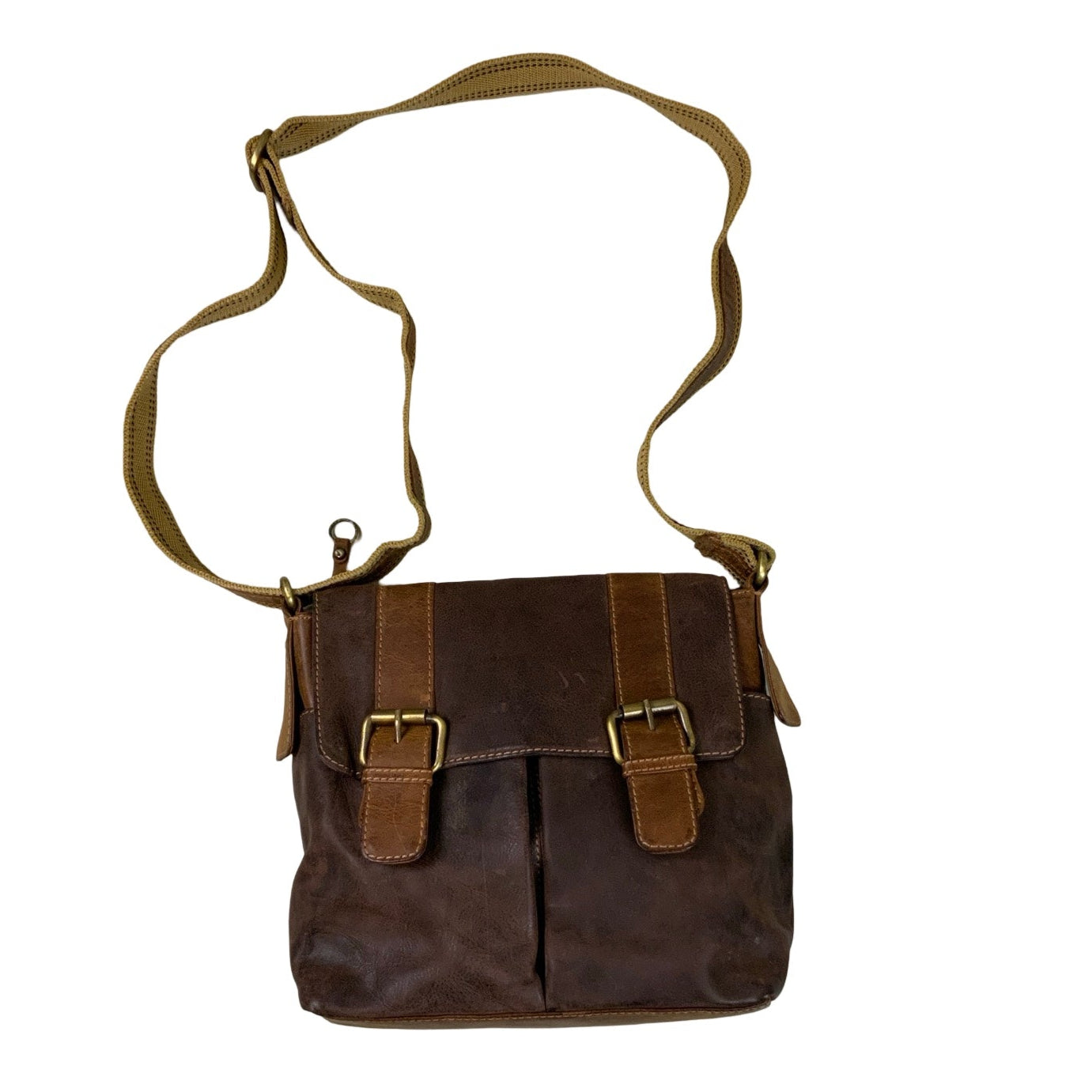 Vintage Brown Messenger Buckle Magnetic Closure Shoulder Handbag