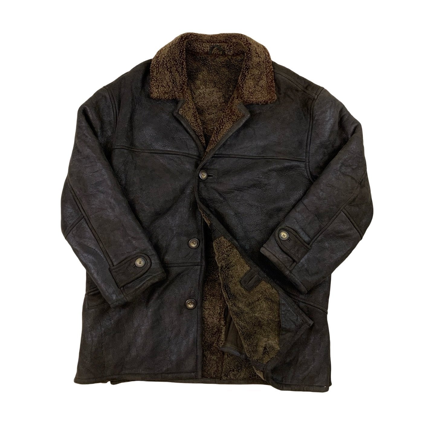 Vintage Leather Shearling Jacket L XL