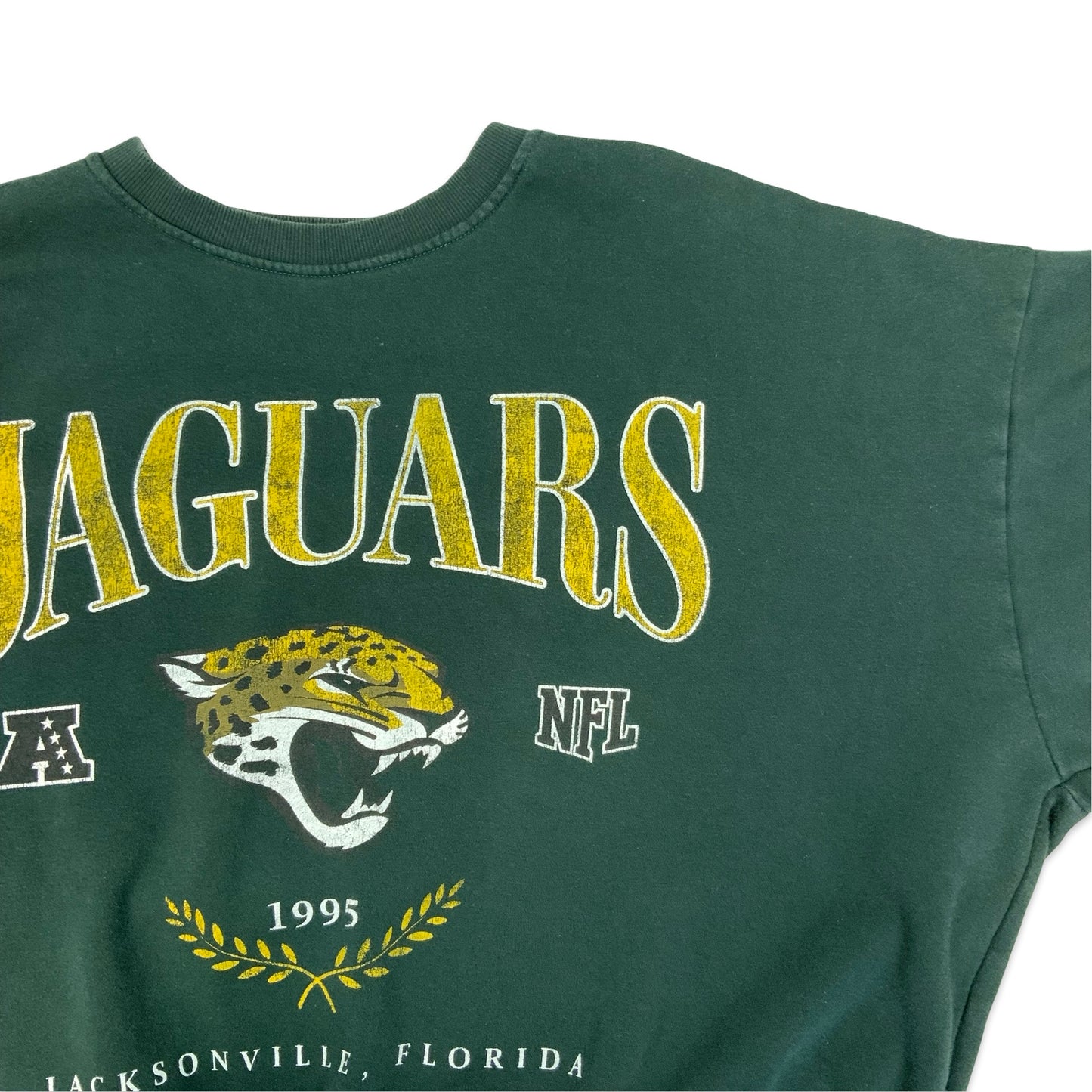 Vintage 90s NFL Jacksonville Jaguars Dark Green Graphic Print Sweatshirt L XL