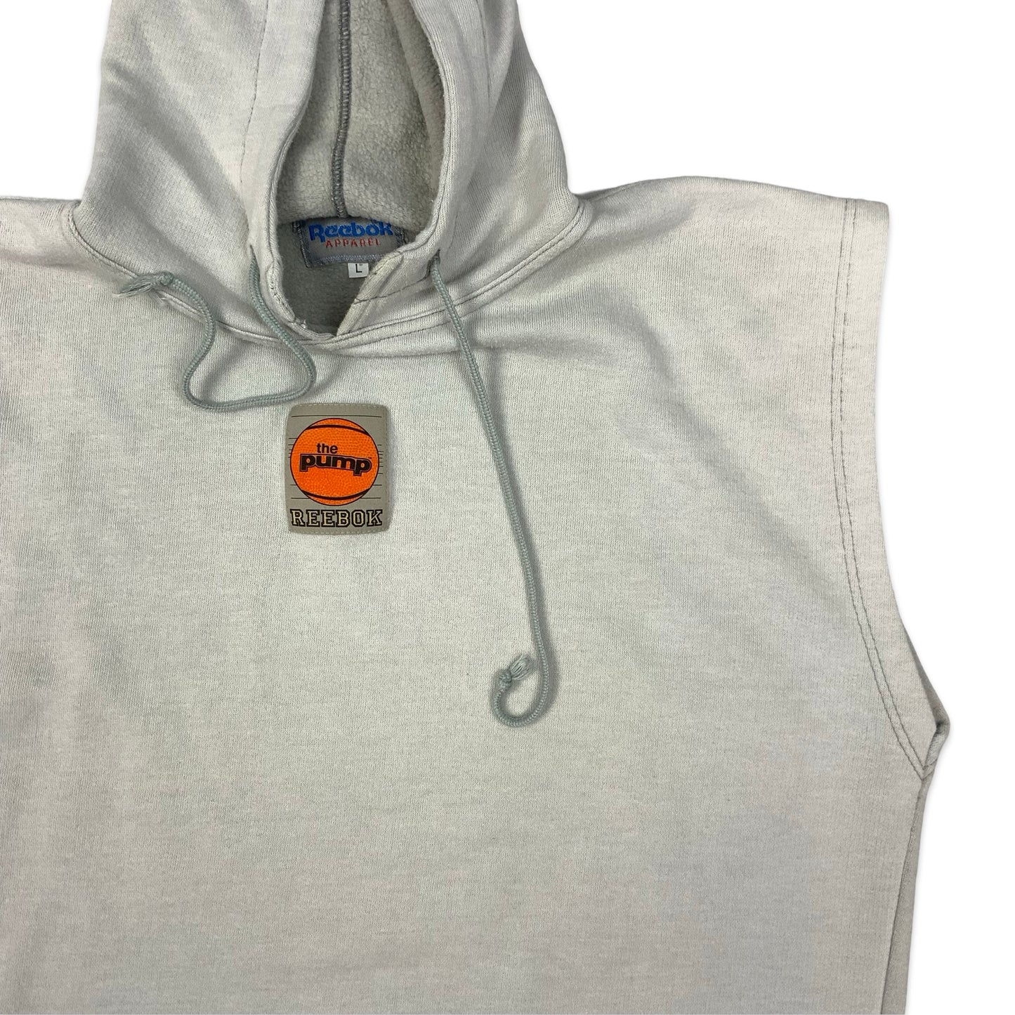 Vintage 80s 90s Reebok Apparel the Pump Grey Sleeveless Hoodie XL