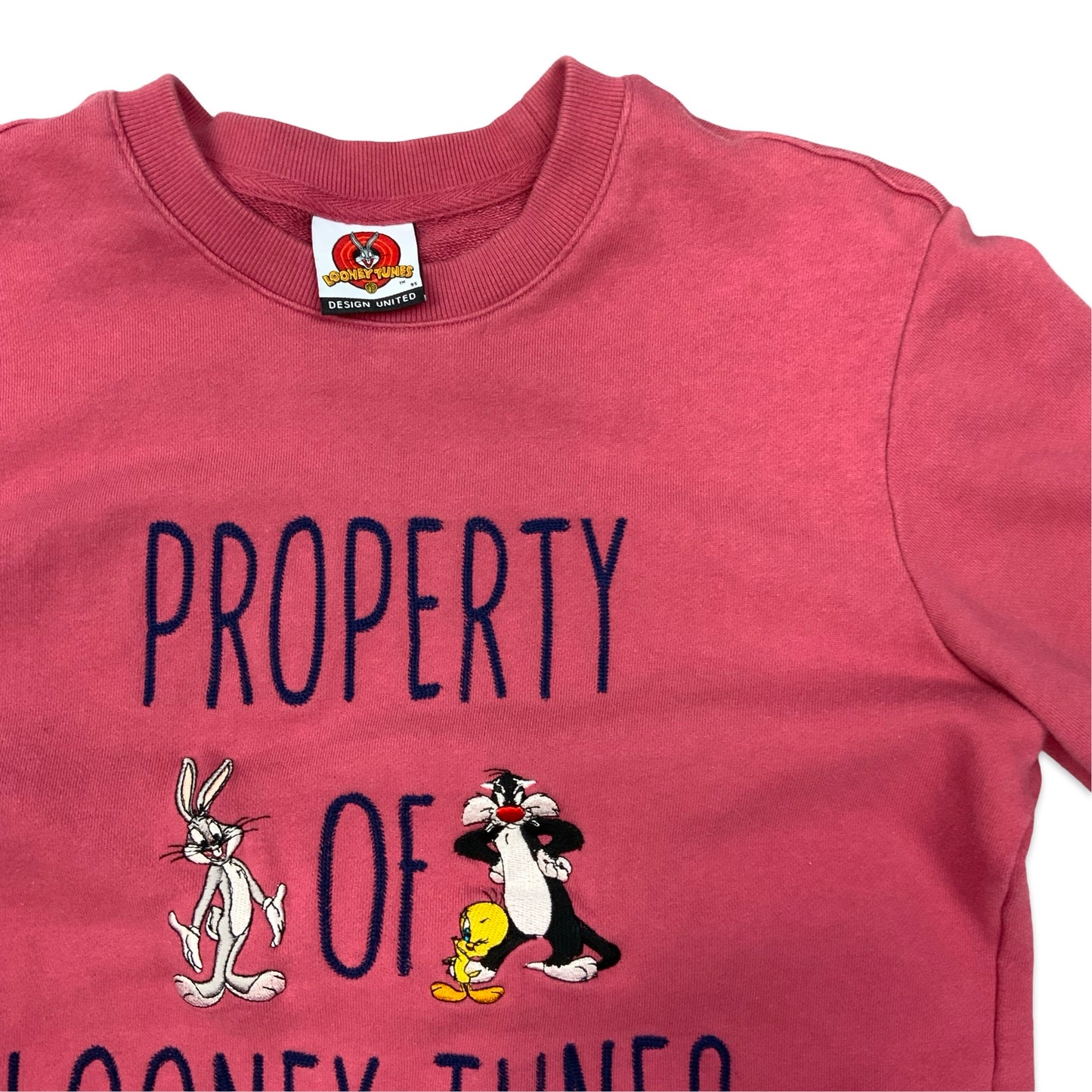 Property of Looney Tunes" Pink Embroidered Sweatshirt 12