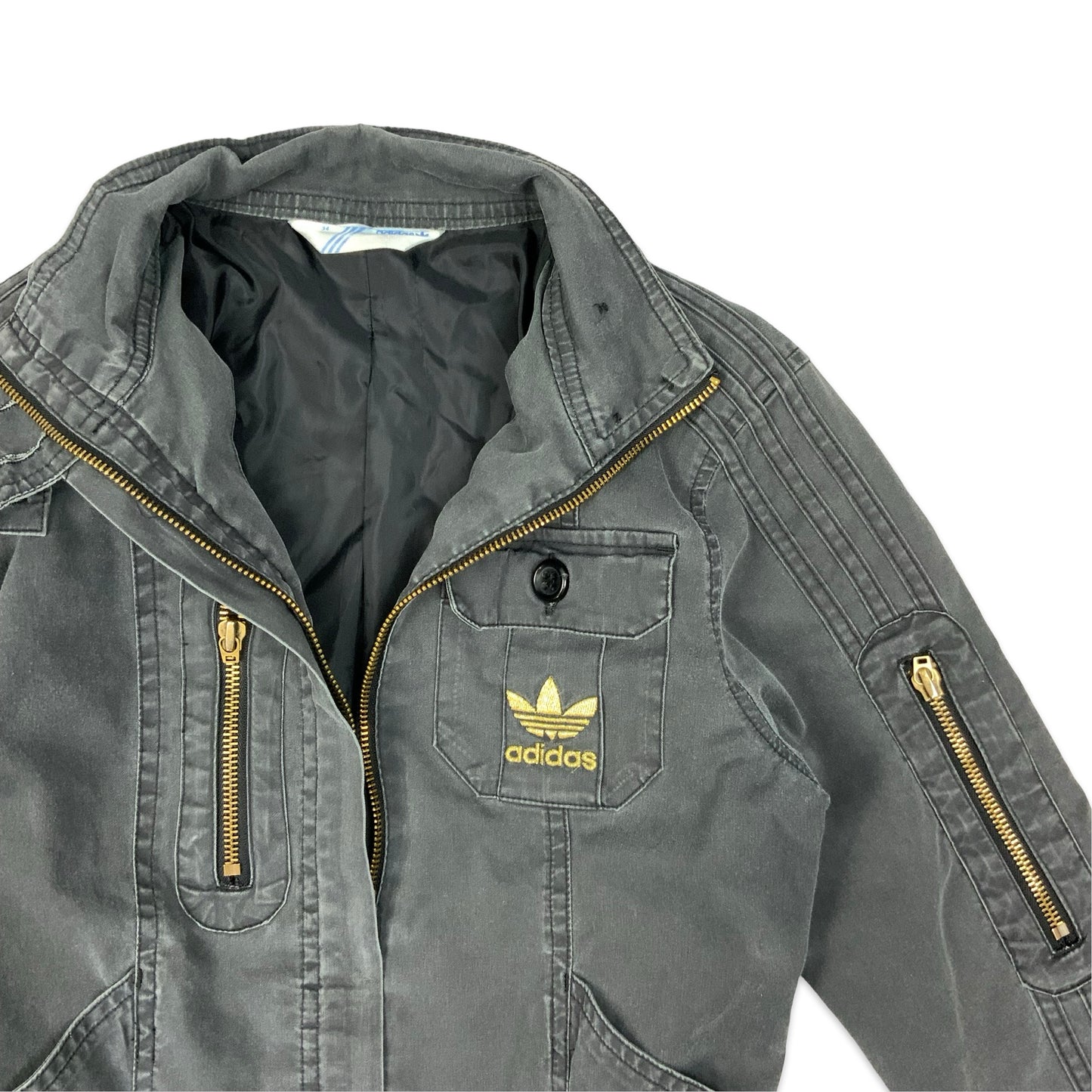 00's Adidas Black Zip-up Denim Jacket 10