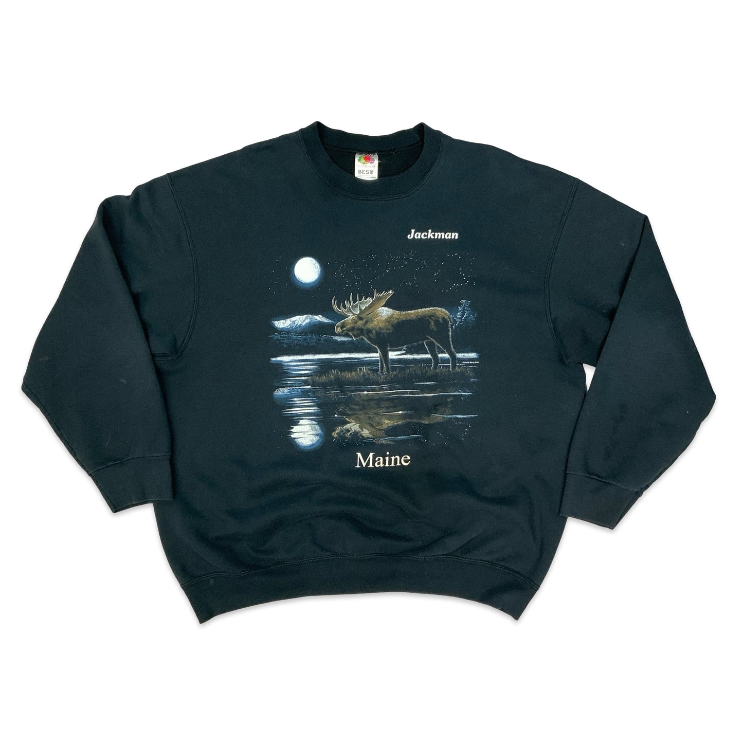 Fruit of the Loom Black "Maine" Nature Print Sweatshirt XL