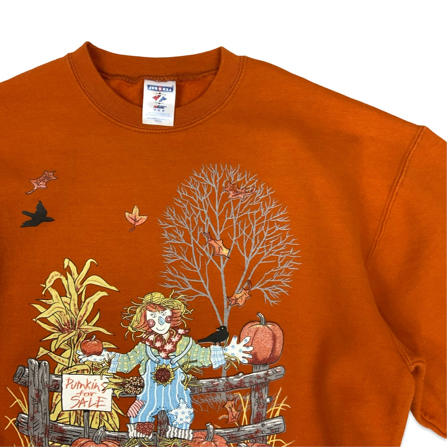 00's Jerzees Halloween Print Orange Sweatshirt M