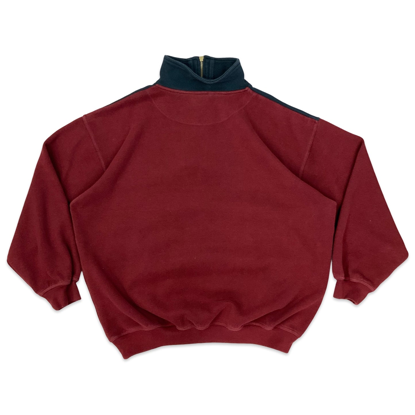 Vintage Red & Navy Colour Block 1/4-zip Sweatshirt XXL