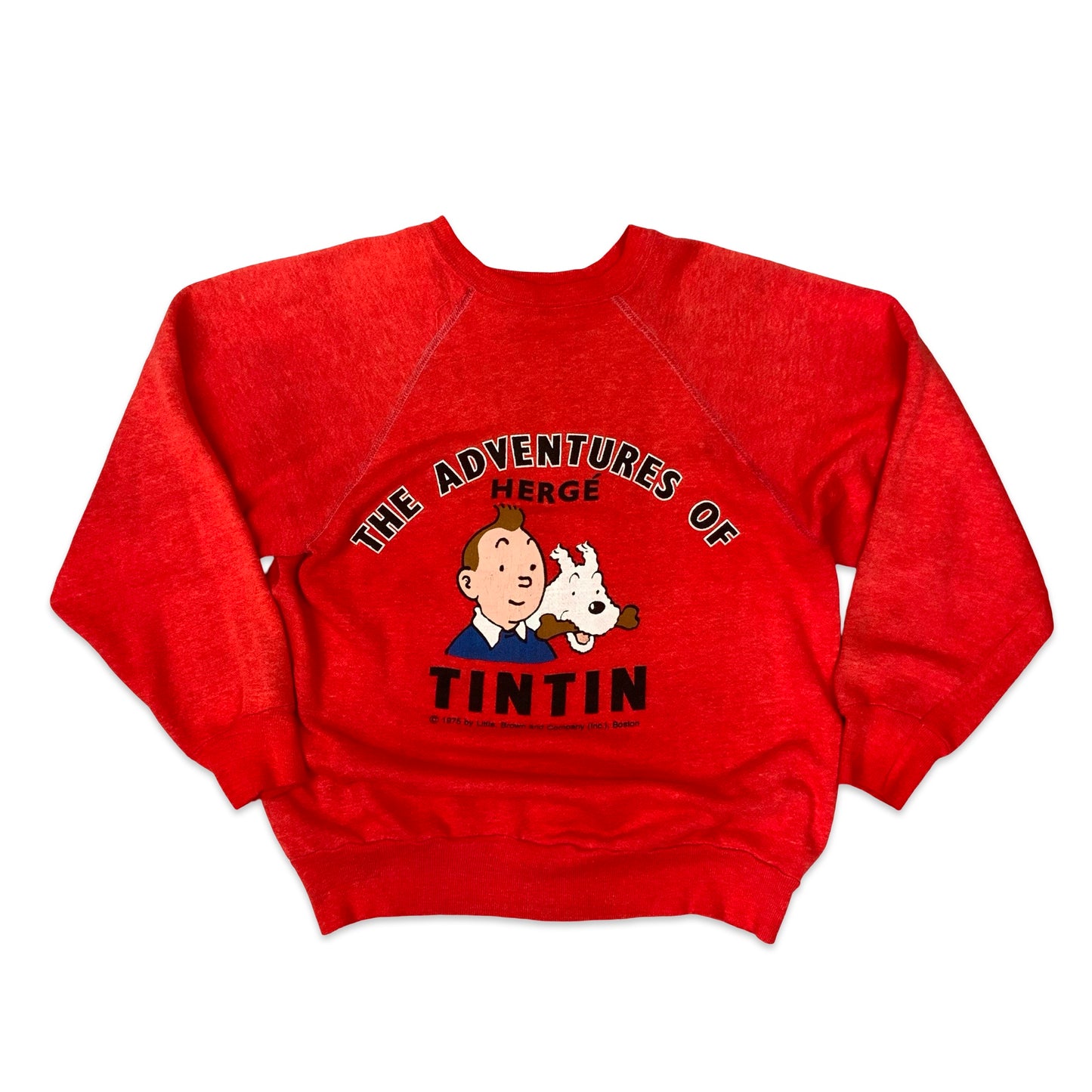 Vintage 70s 80s Rare Tintin Graphic Print Red Sweatshirt M