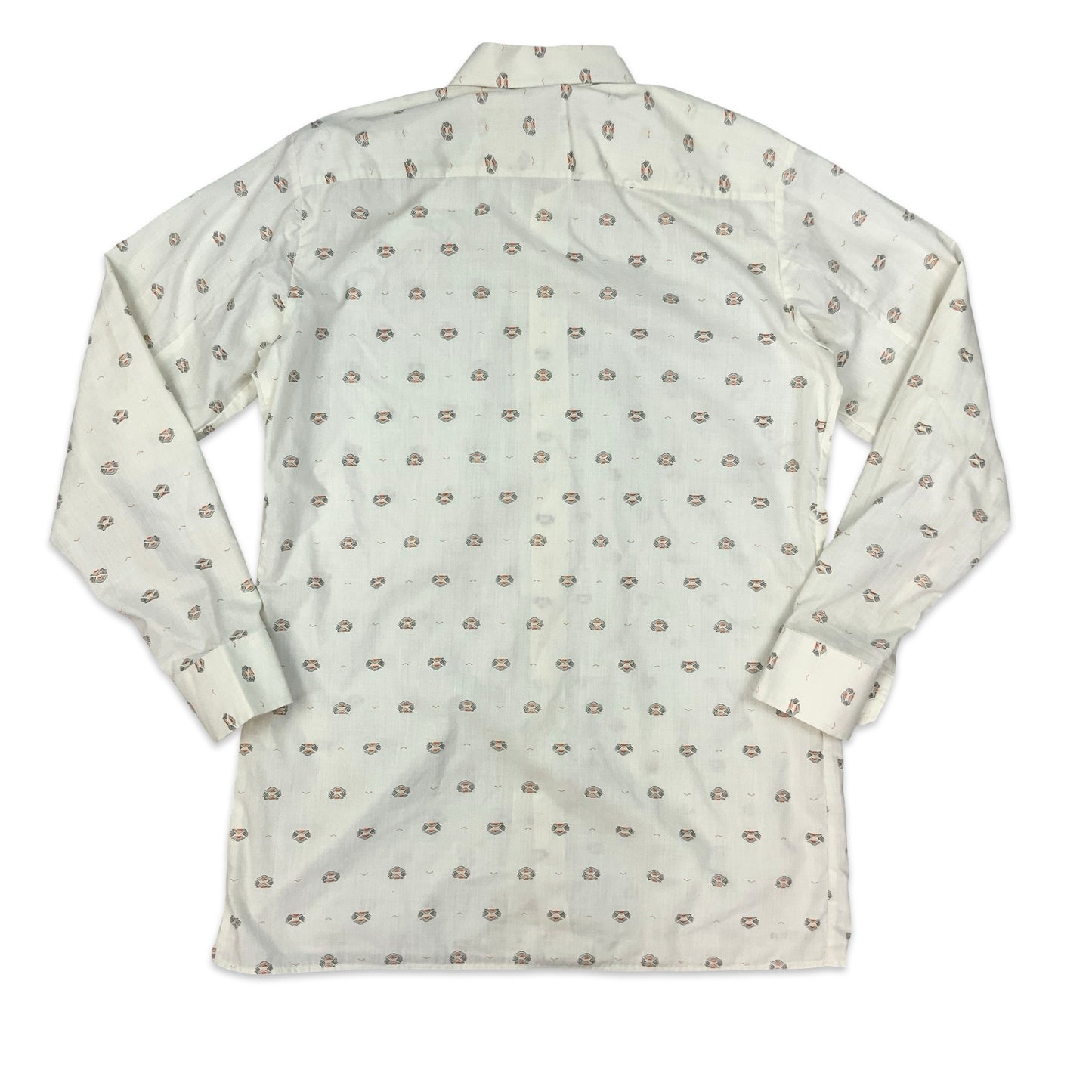 Vintage 70s White Abstract Print Shirt L