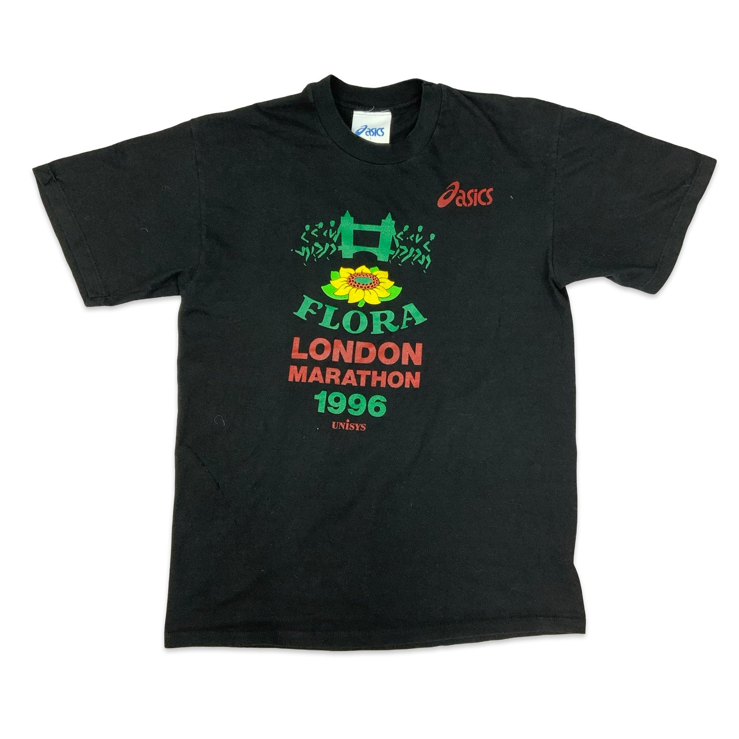 Vintage 90s Asics 1996 London Marathon Black Tee M