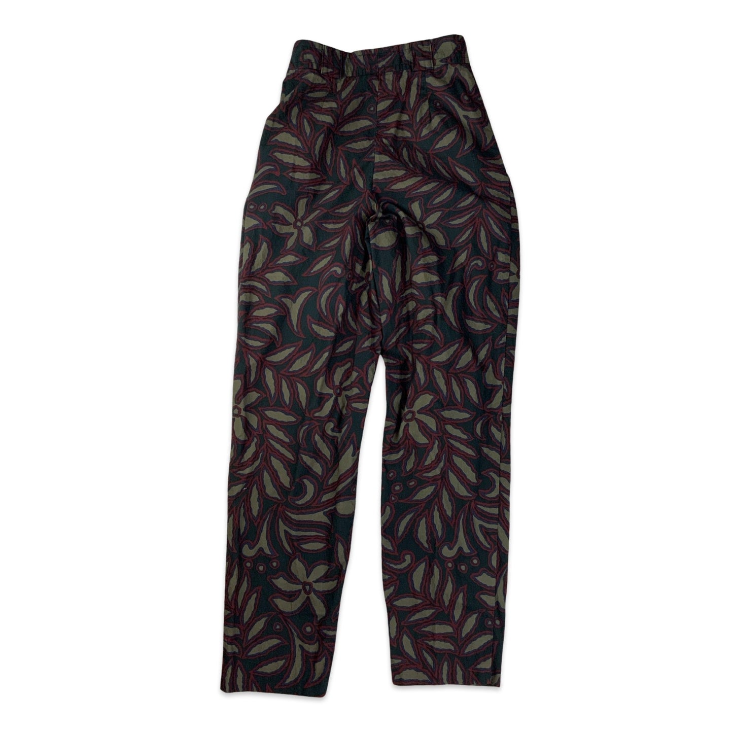 Vintage Black Red & Purple Floral Print Trousers 6 8