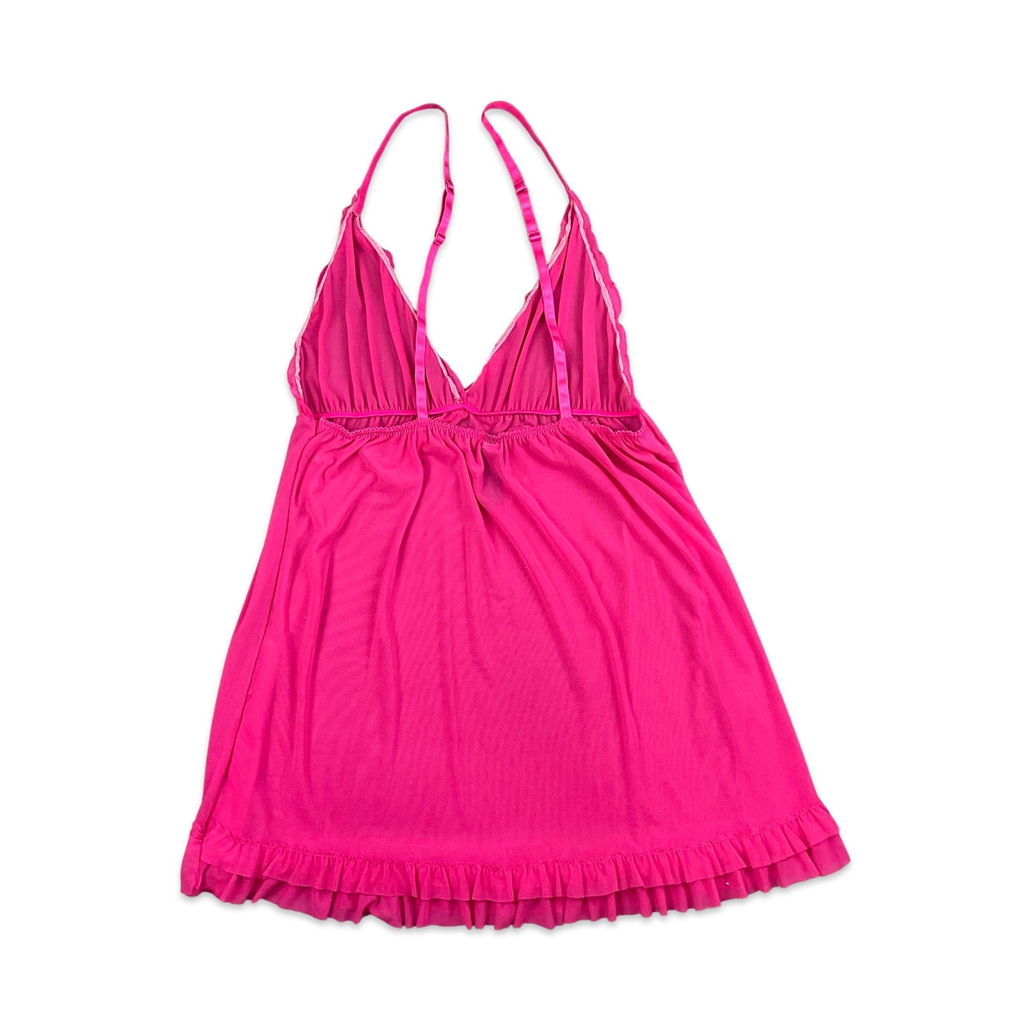 90s Y2K Hot Pink Chemise Babydoll Mini Dress 8 10 12 14 16