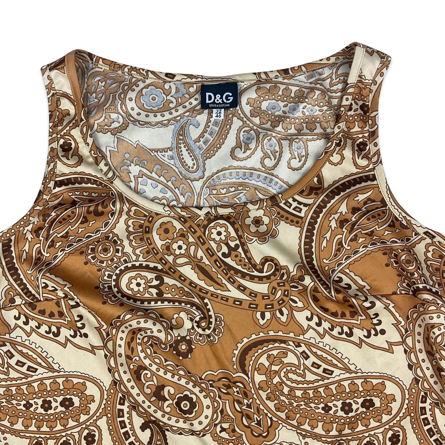 Vintage D&G Brown & Orange Paisley Vest Top 6 8 10