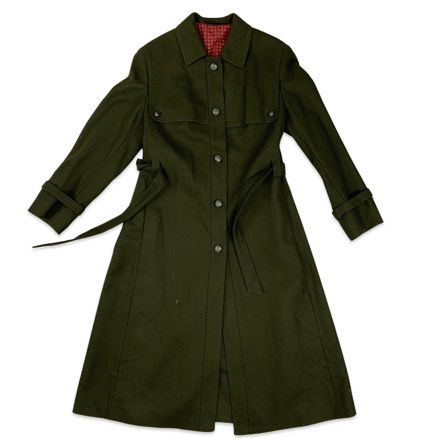 Vintage Y2K Green Wool Trench Coat 10