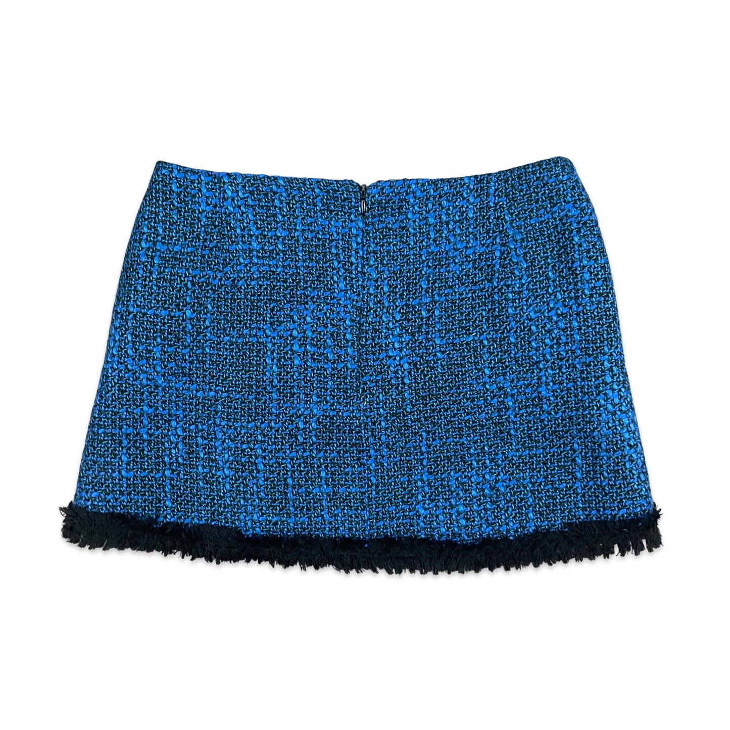 Vintage 90s Blue Black Dogtooth Mini Skirt 8 10